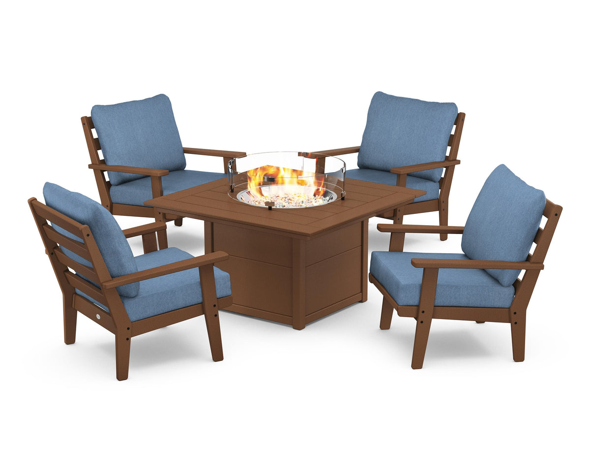 Grant Park 5-Piece Deep Seating Conversation Set with Fire Pit Table