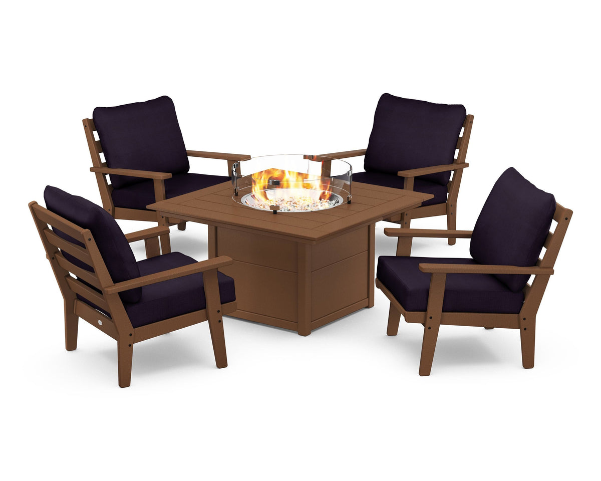 Grant Park 5-Piece Deep Seating Conversation Set with Fire Pit Table