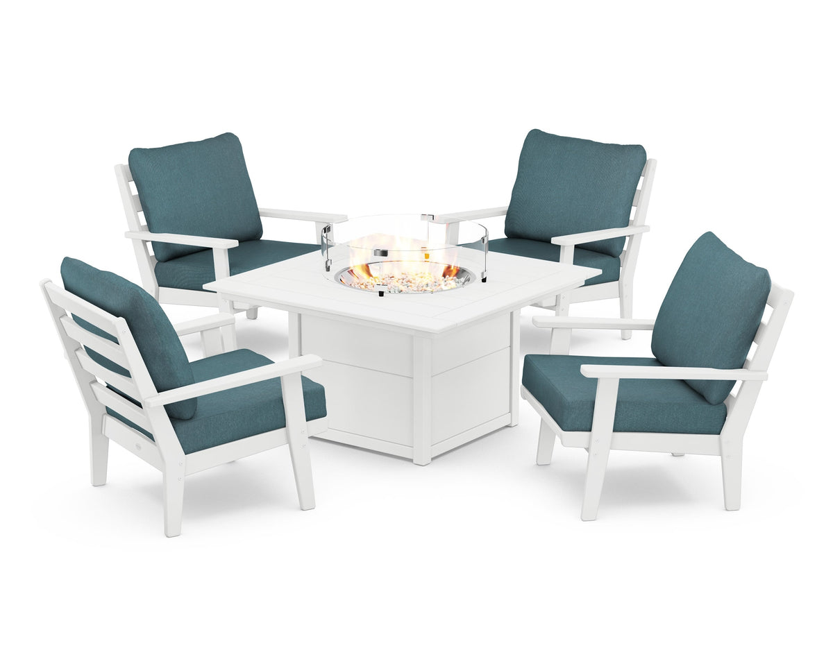 Grant Park 5-Piece Deep Seating Conversation Set with Fire Pit Table