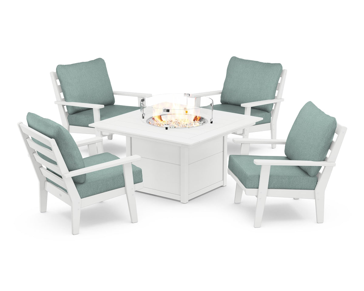 Grant Park 5-Piece Deep Seating Conversation Set with Fire Pit Table