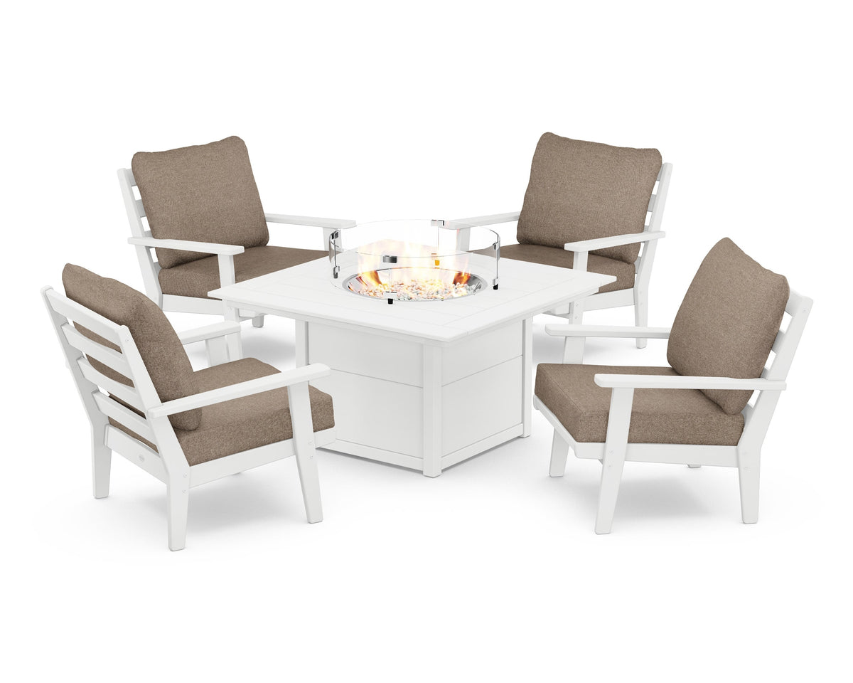 Grant Park 5-Piece Deep Seating Conversation Set with Fire Pit Table