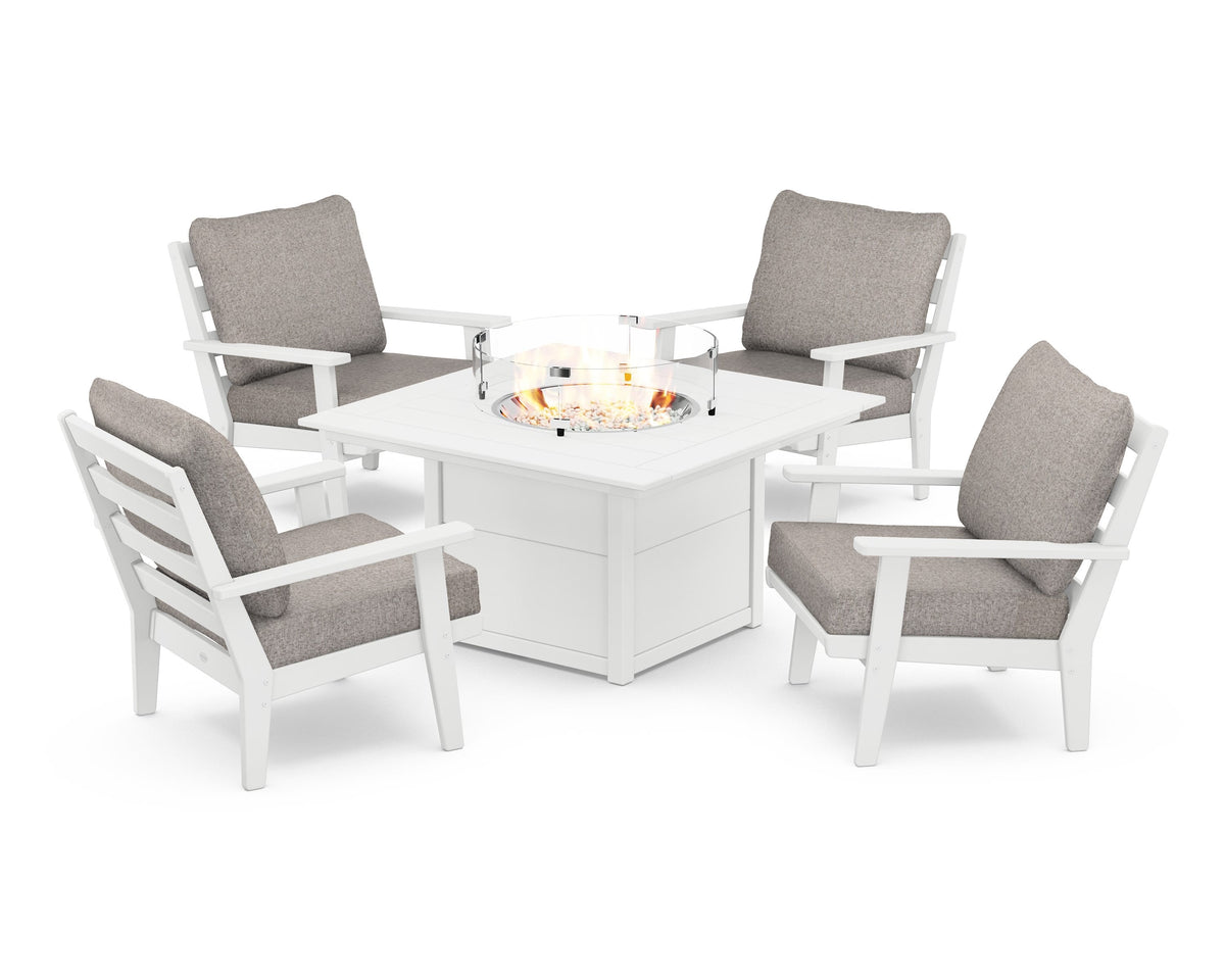 Grant Park 5-Piece Deep Seating Conversation Set with Fire Pit Table
