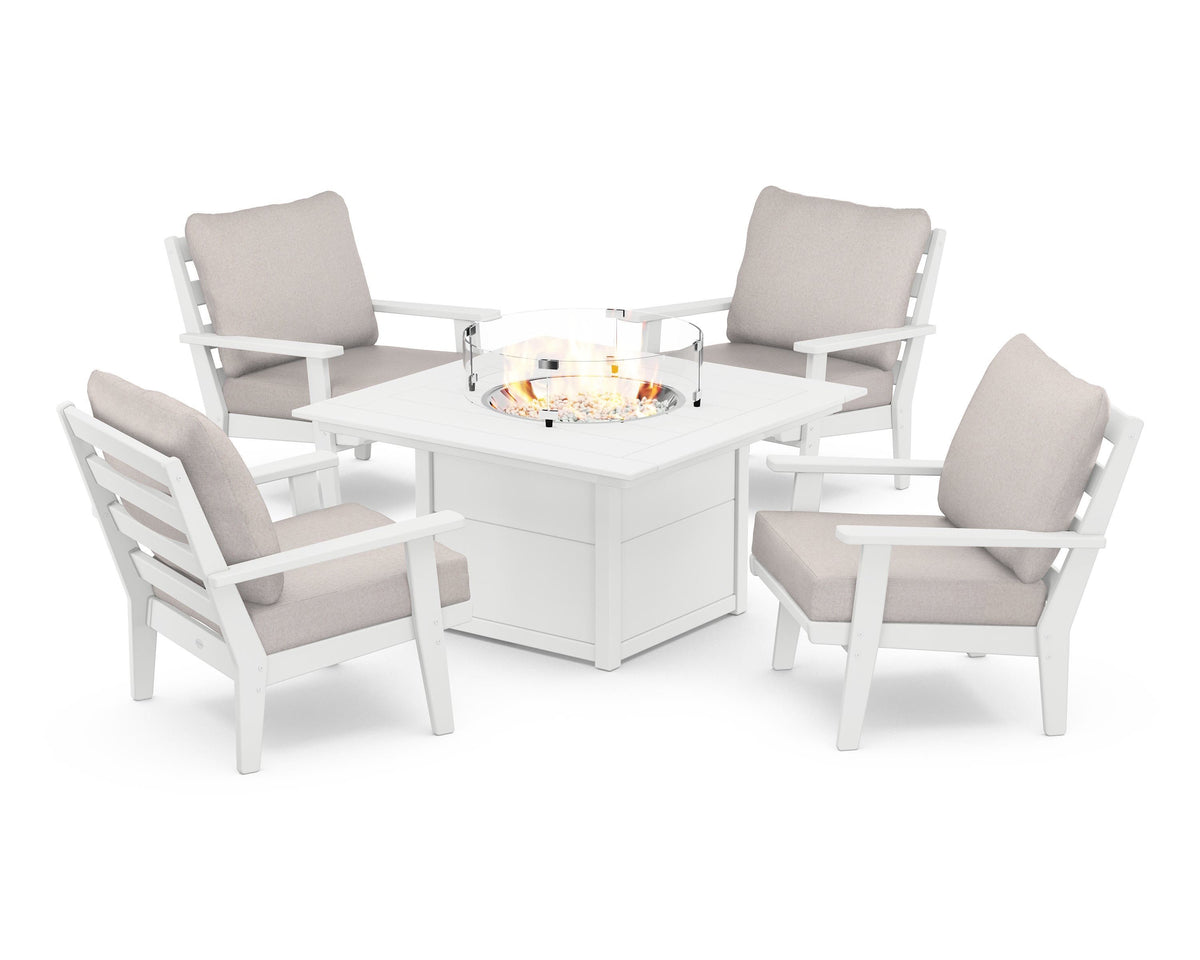 Grant Park 5-Piece Deep Seating Conversation Set with Fire Pit Table