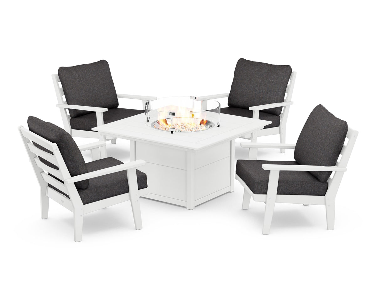 Grant Park 5-Piece Deep Seating Conversation Set with Fire Pit Table
