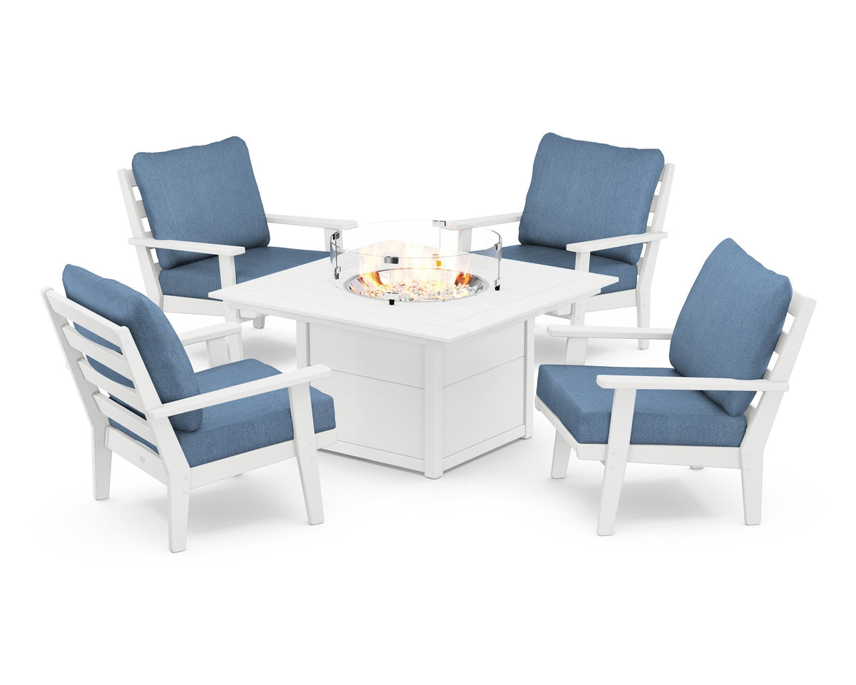 Grant Park 5-Piece Deep Seating Conversation Set with Fire Pit Table