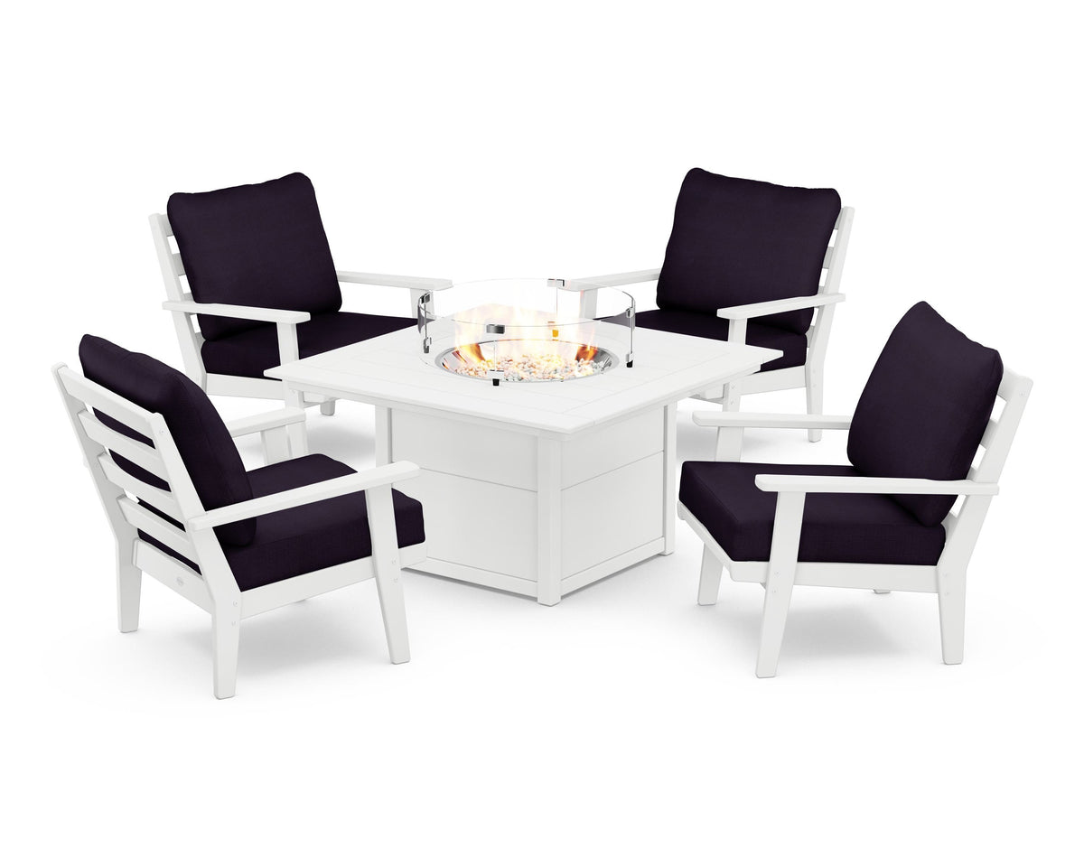 Grant Park 5-Piece Deep Seating Conversation Set with Fire Pit Table