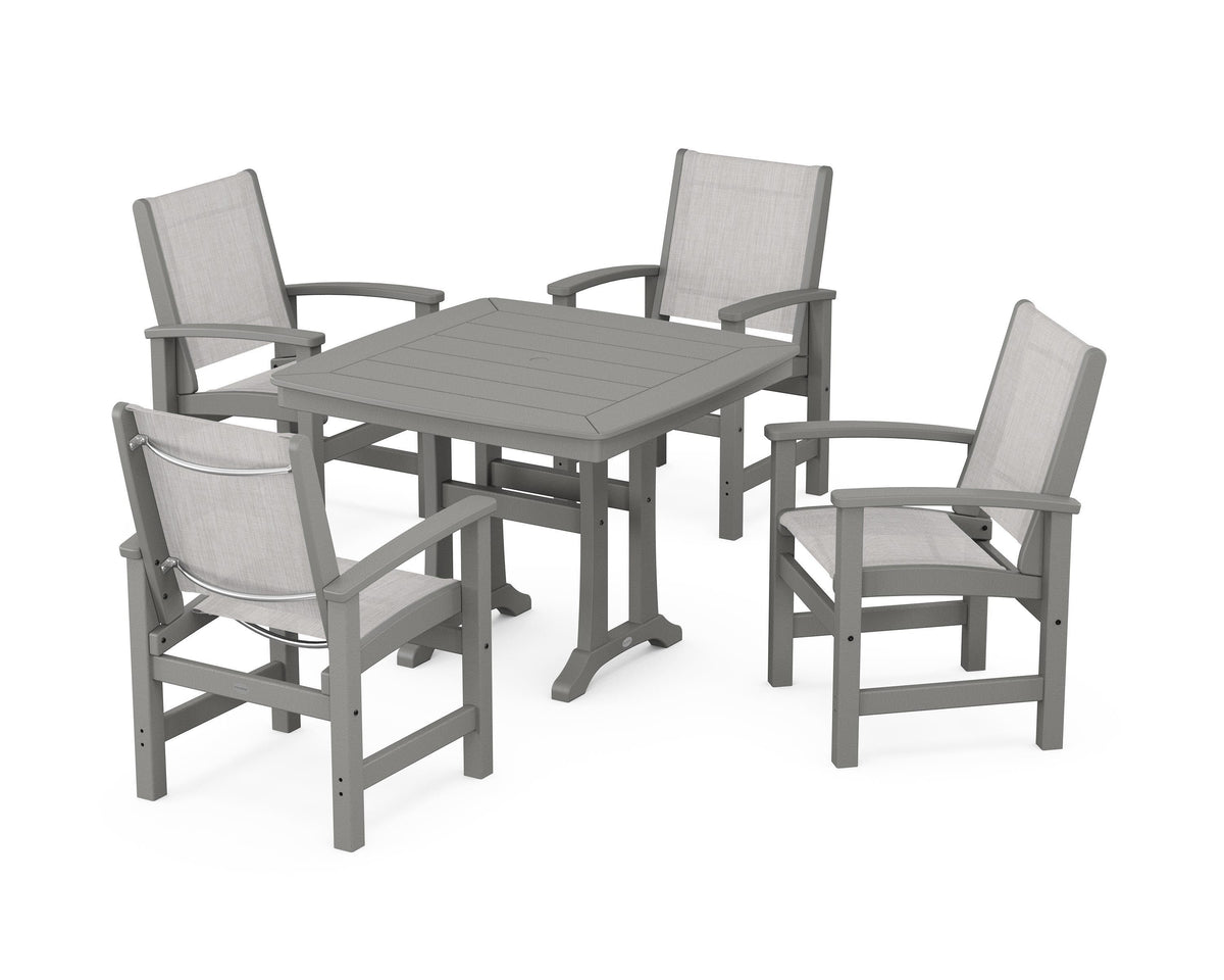 Coastal 5-Piece Dining Set with Trestle Legs