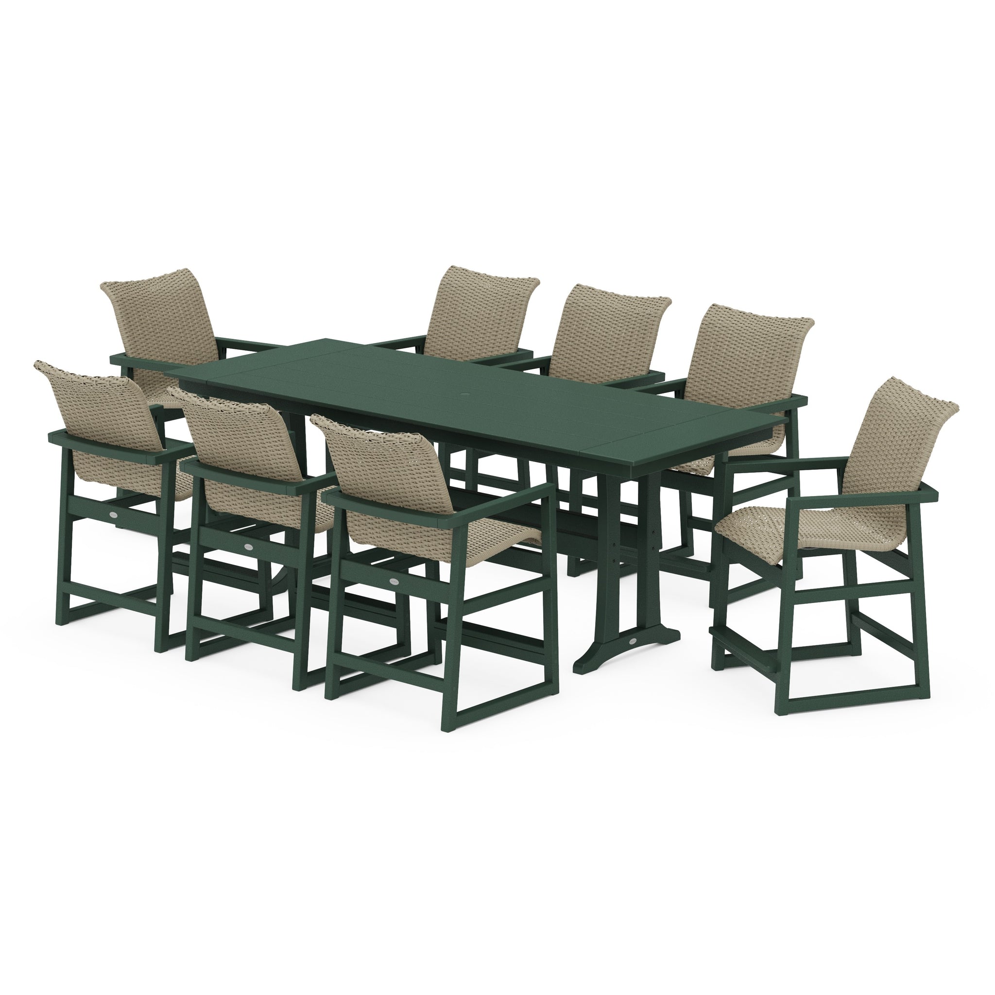 EDGE Woven 9-Piece Farmhouse Counter Set with Trestle Legs