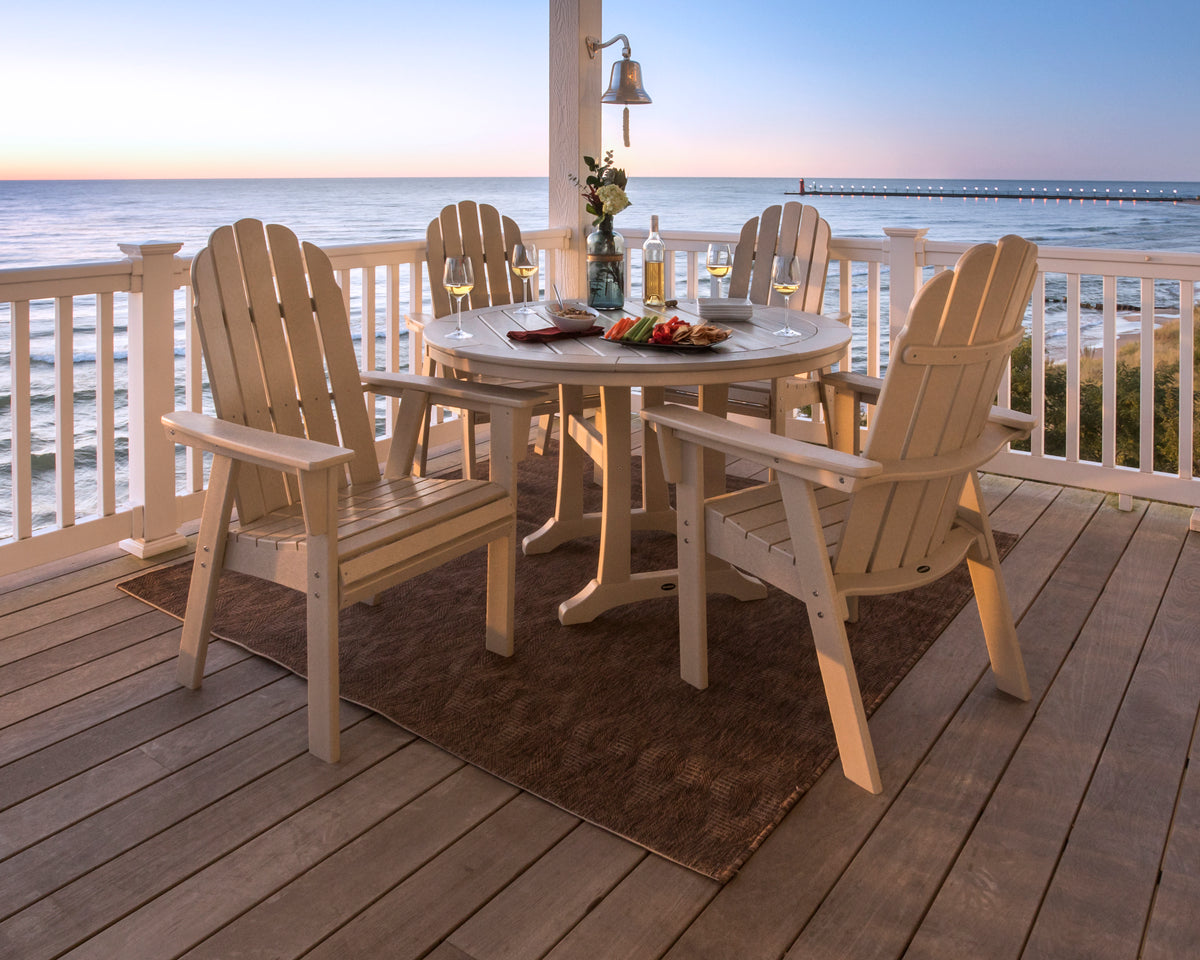 Vineyard Curveback Adirondack 5-Piece Nautical Trestle Dining Set