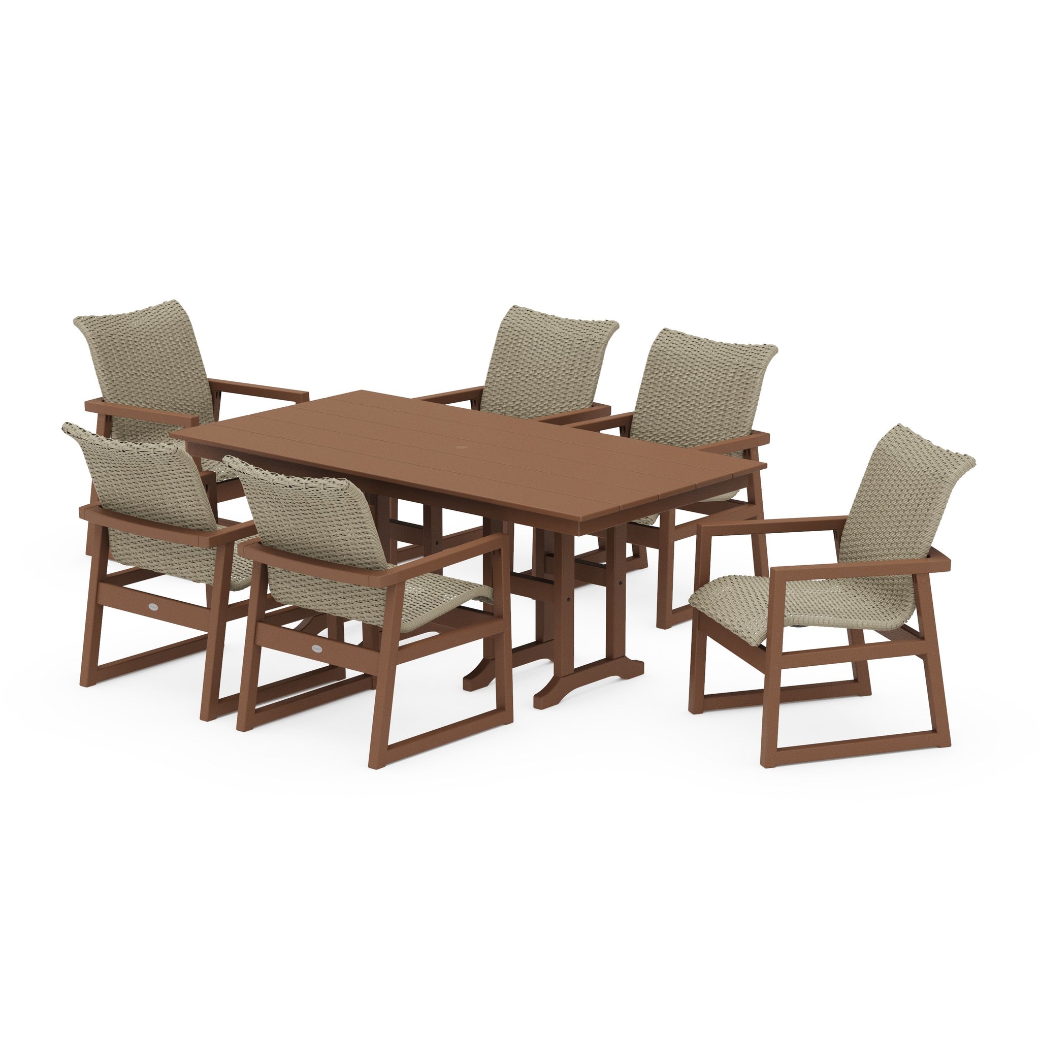 EDGE Woven Arm Chair 7-Piece Farmhouse Dining Set