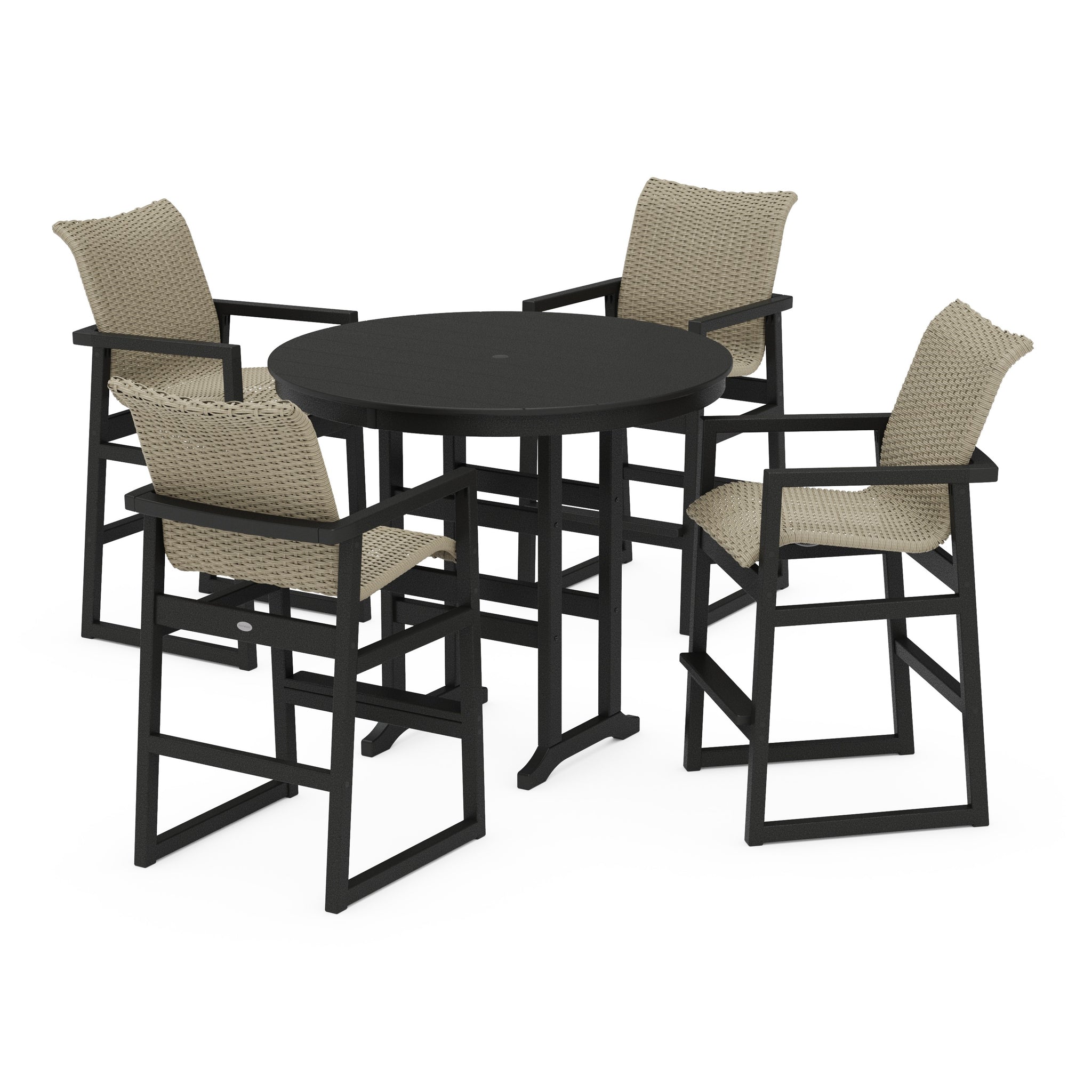 EDGE Woven 5-Piece Round Farmhouse Bar Set