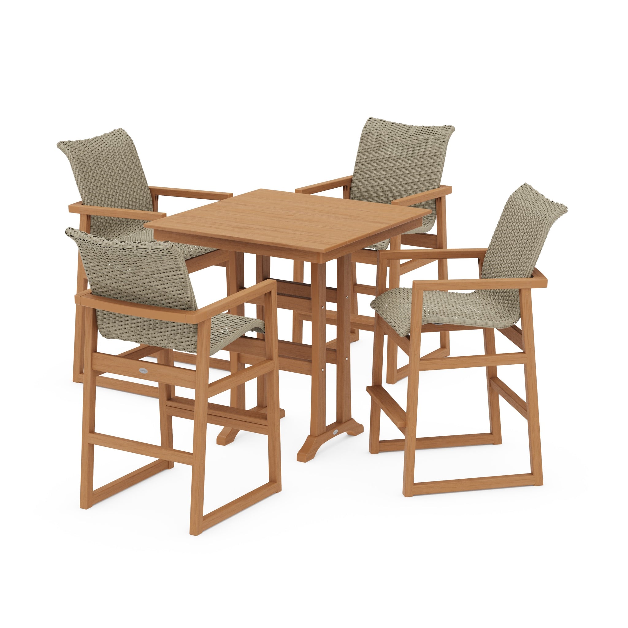 EDGE Woven 5-Piece Farmhouse Bar Set with Trestle Legs