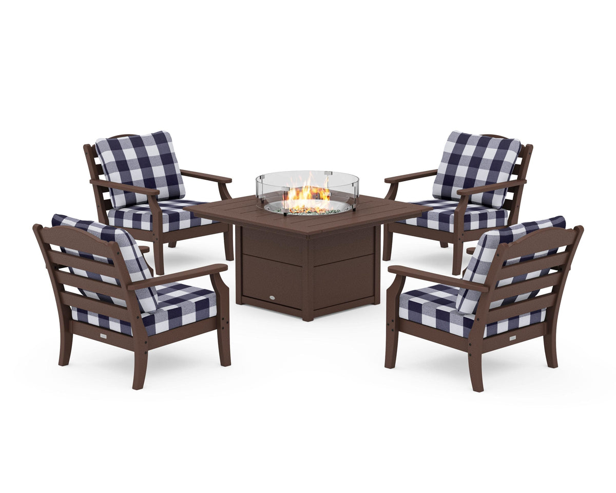 Savannah 5-Piece Deep Seating Set with Fire Pit Table