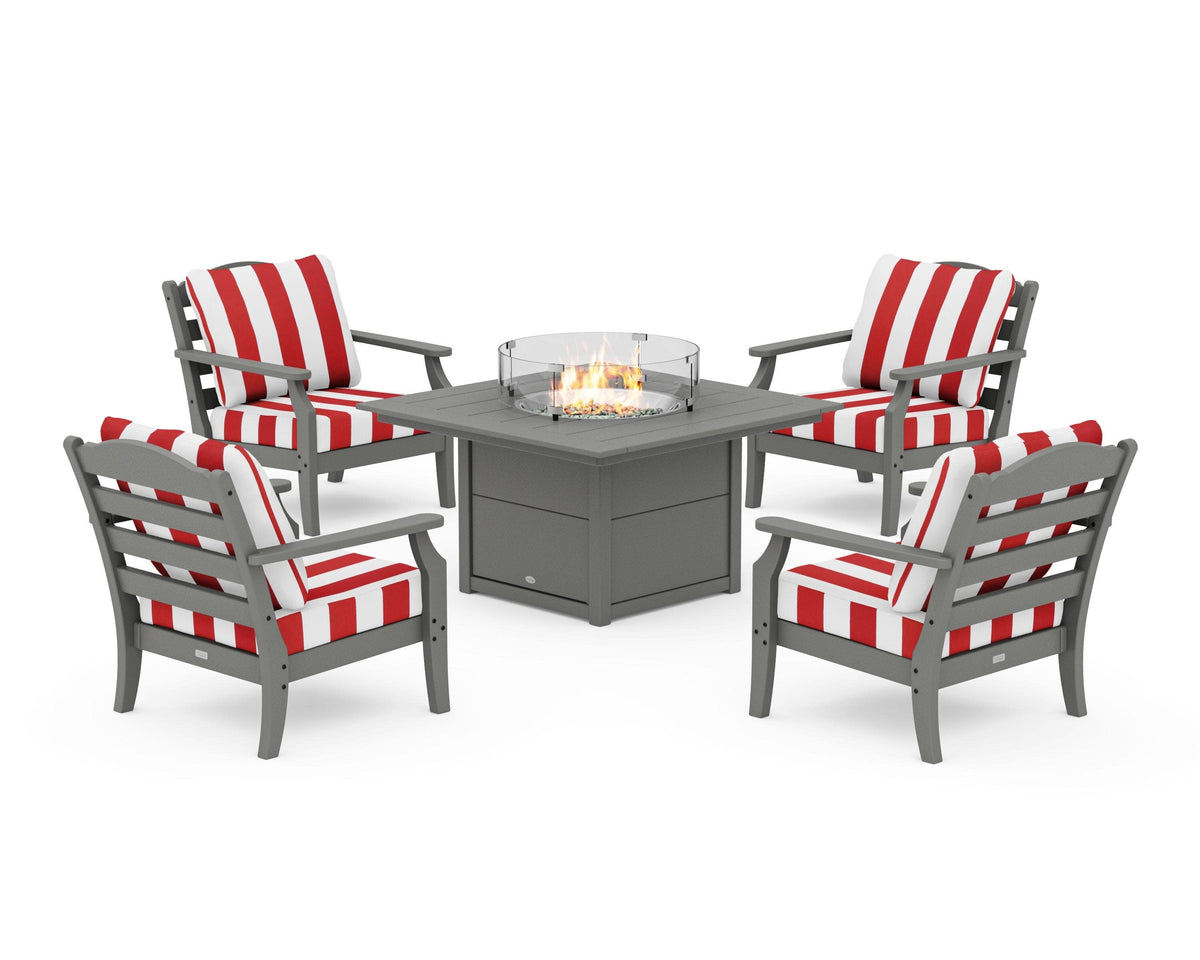 Savannah 5-Piece Deep Seating Set with Fire Pit Table
