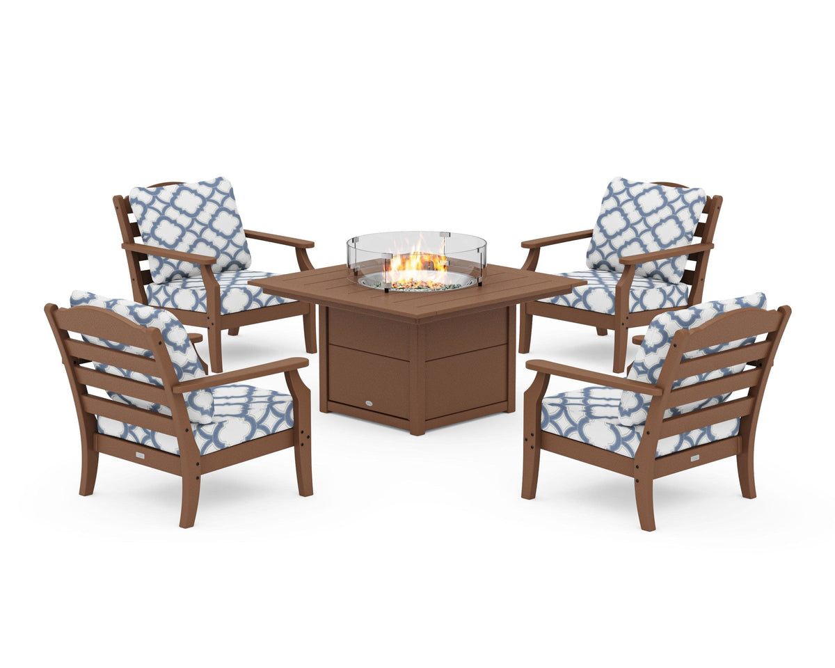 Savannah 5-Piece Deep Seating Set with Fire Pit Table