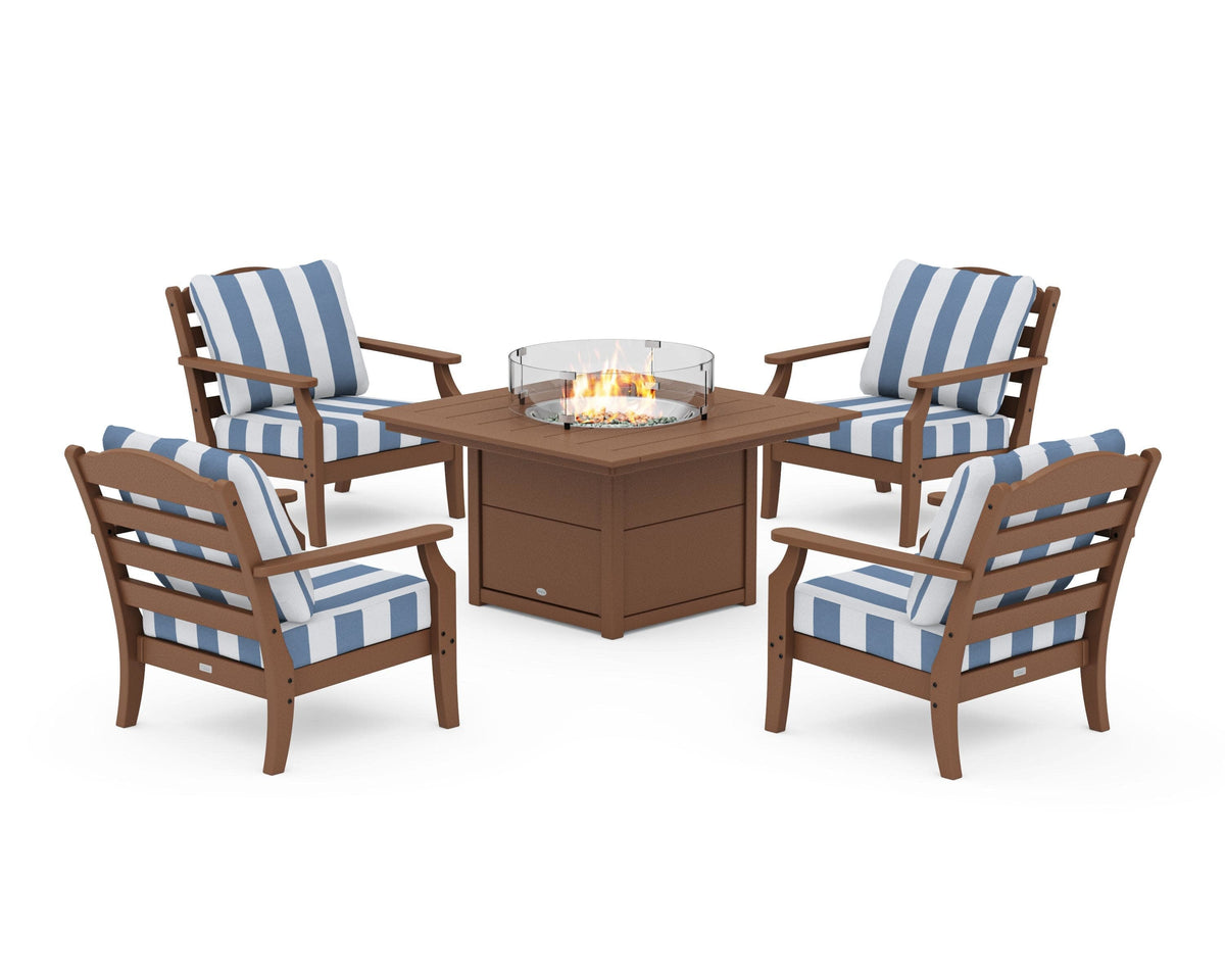 Savannah 5-Piece Deep Seating Set with Fire Pit Table