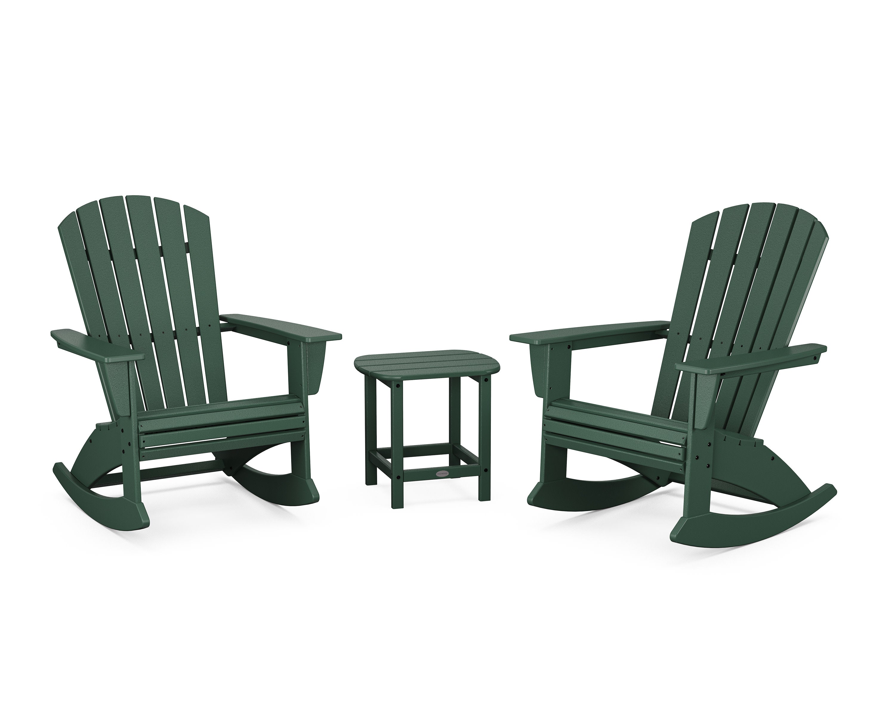 Nautical Curveback 3-Piece Adirondack Rocking Chair Set
