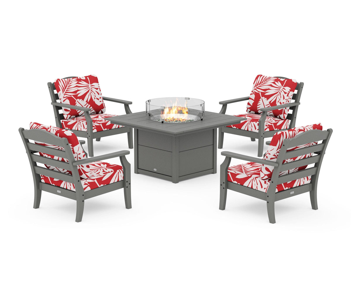 Savannah 5-Piece Deep Seating Set with Fire Pit Table
