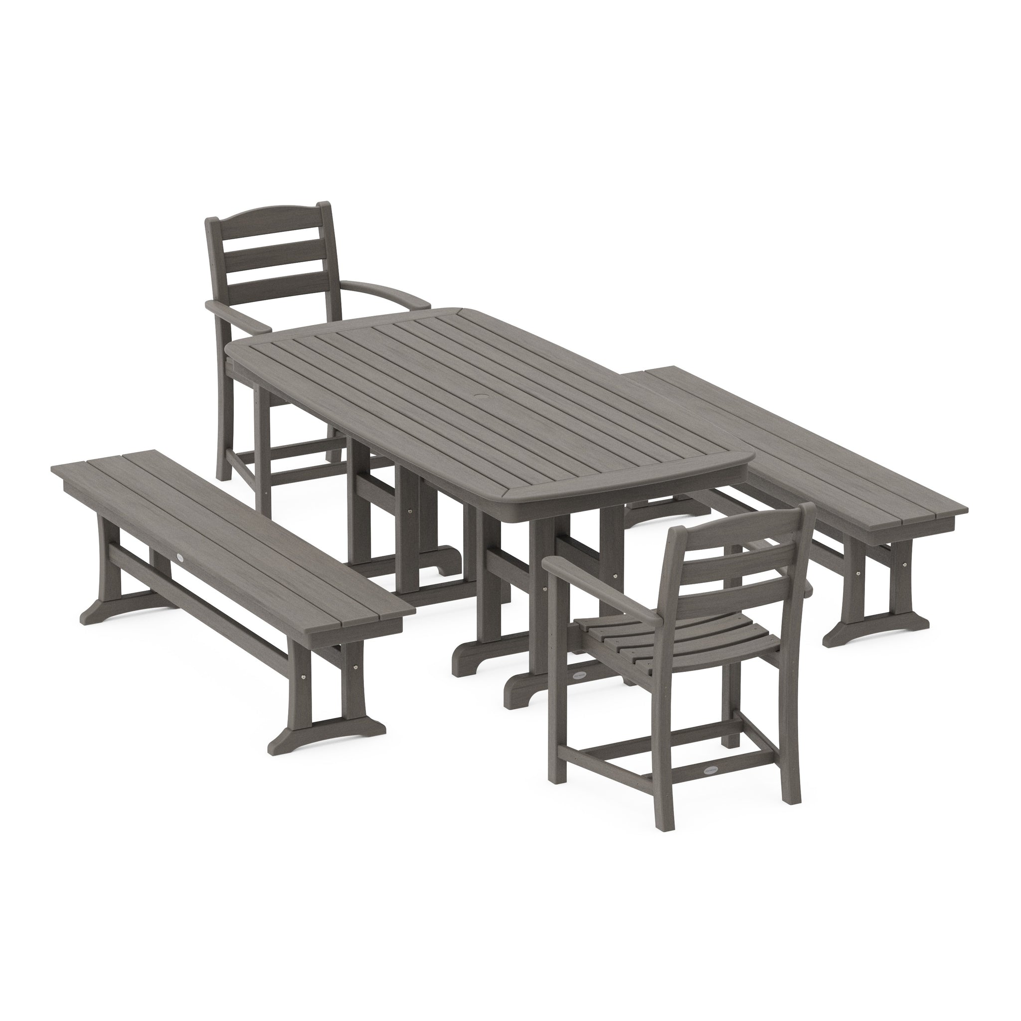 La Casa Café 5-Piece Dining Set with Benches