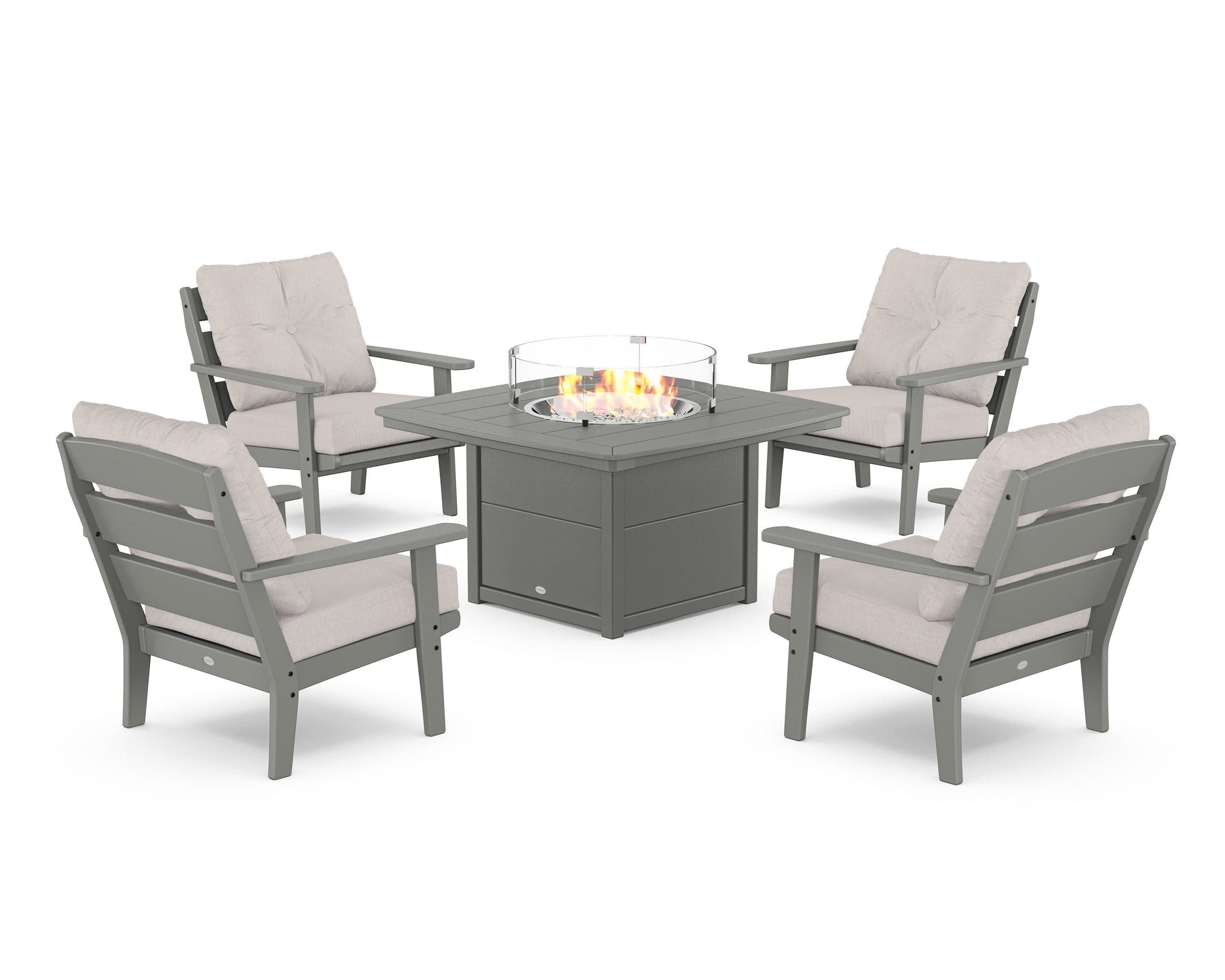 Lakeside 5-Piece Deep Seating Set with Nautical Fire Pit Table