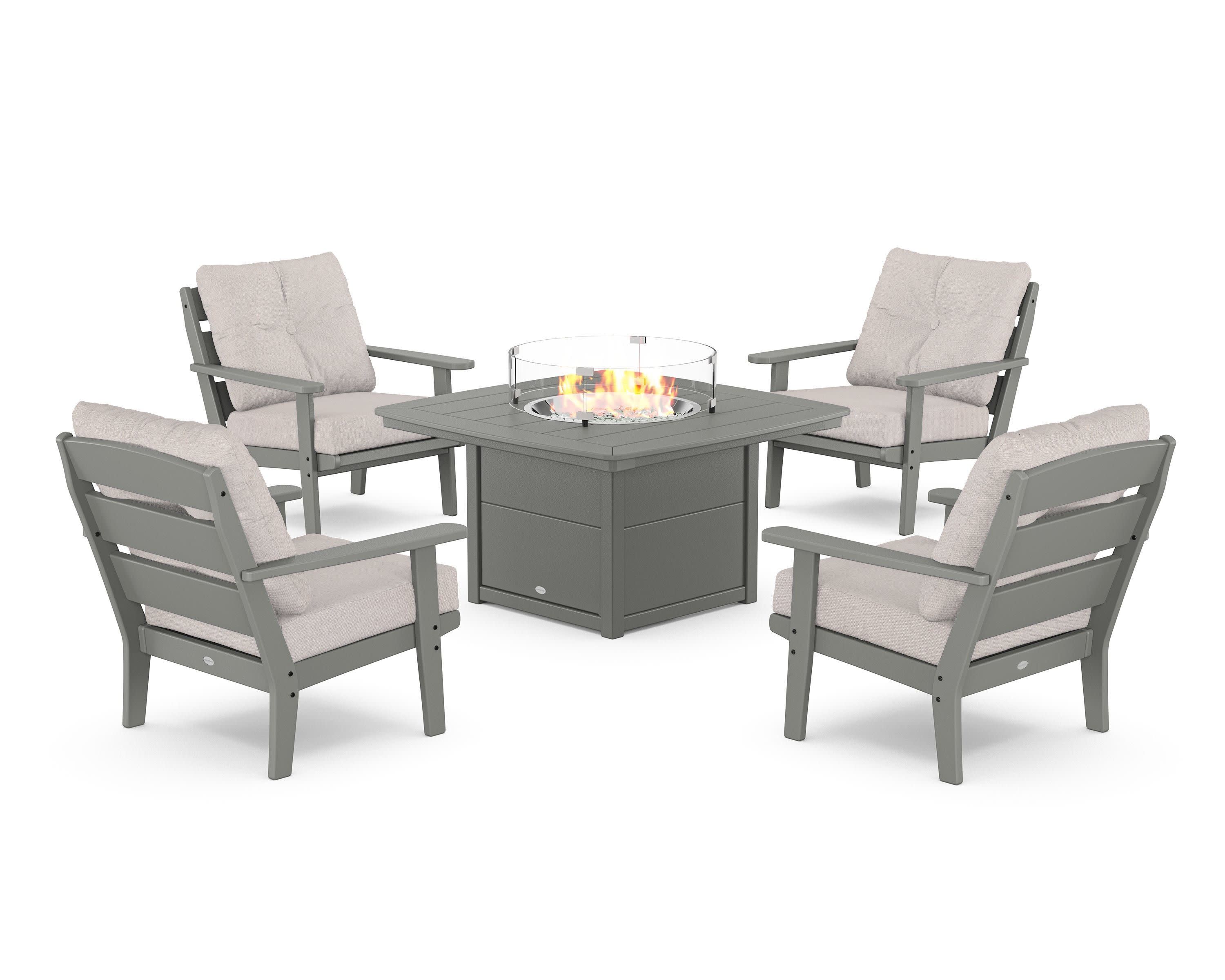 Lakeside 5-Piece Deep Seating Set with Nautical Fire Pit Table
