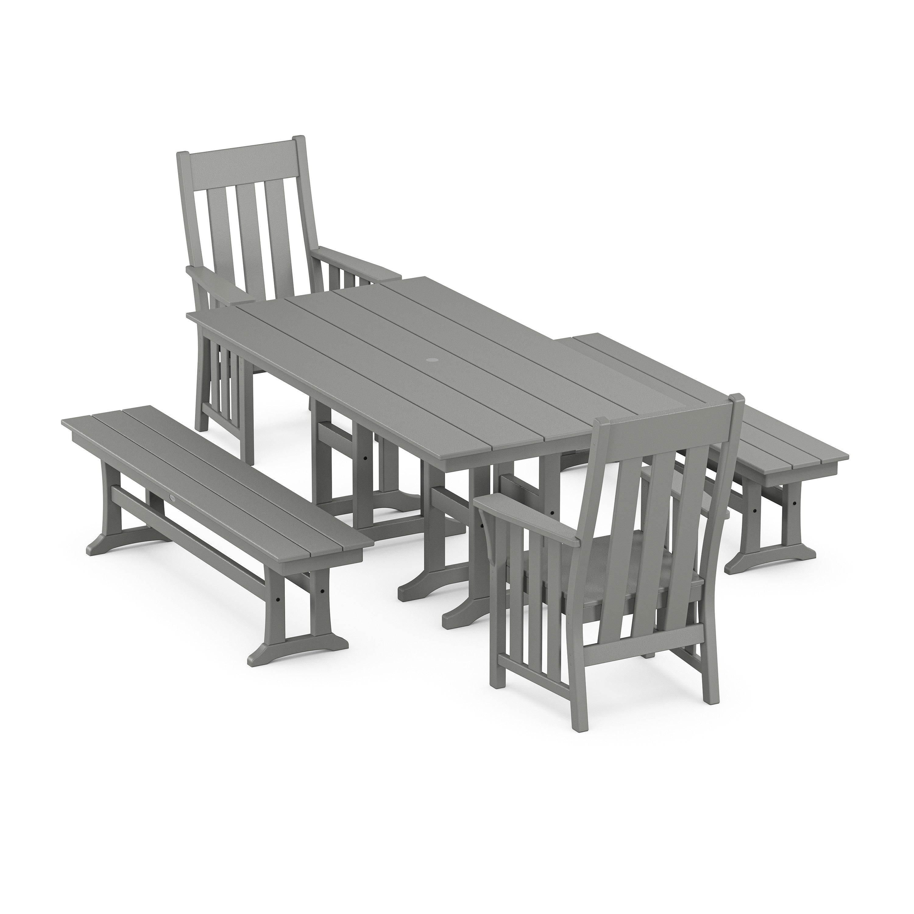 Acadia 5-Piece Farmhouse Dining Set with Benches