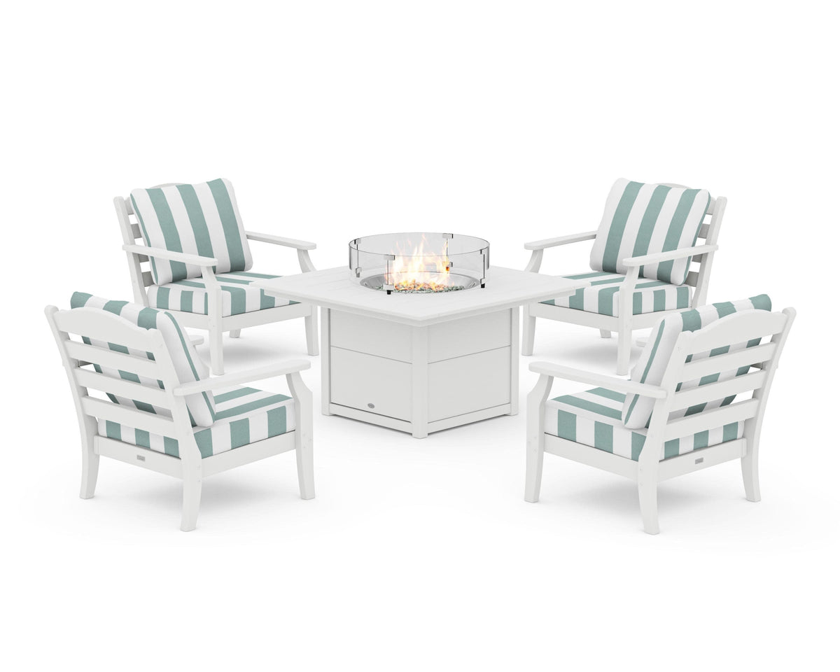 Savannah 5-Piece Deep Seating Set with Fire Pit Table
