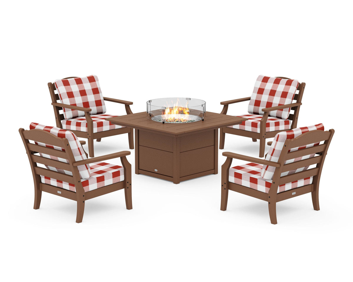 Savannah 5-Piece Deep Seating Set with Fire Pit Table