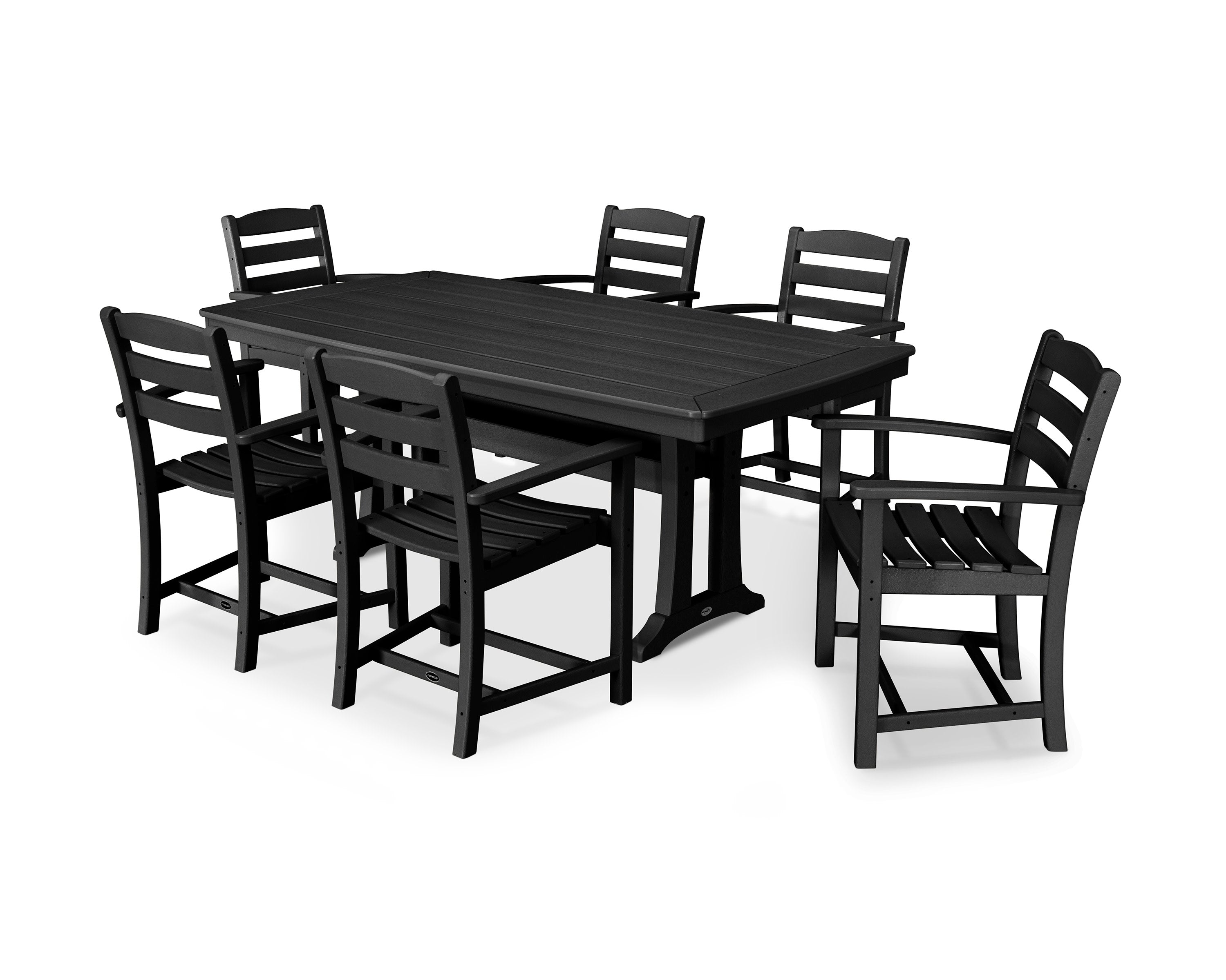 La Casa Café 7-Piece Arm Chair Dining Set with Trestle Legs