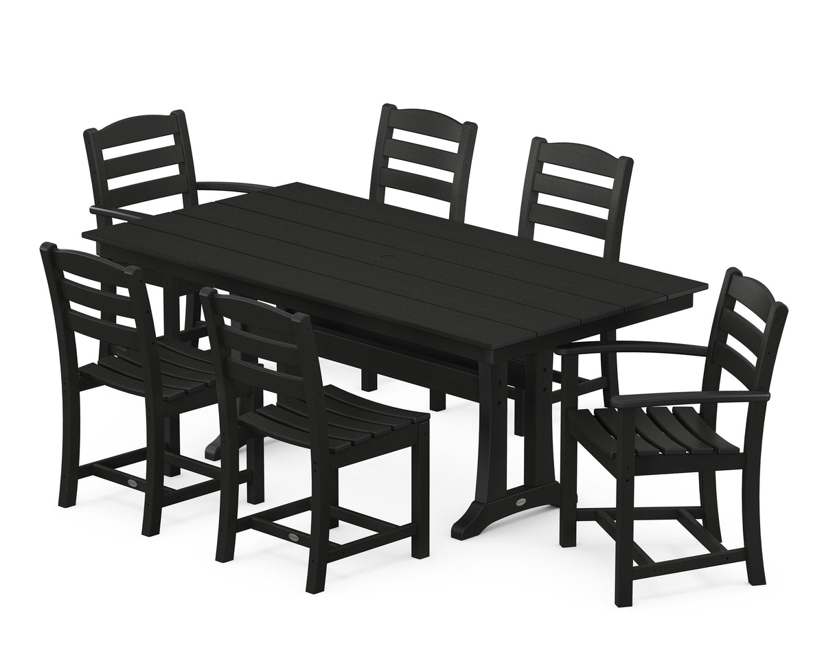 La Casa Café 7-Piece Farmhouse Dining Set with Trestle Legs