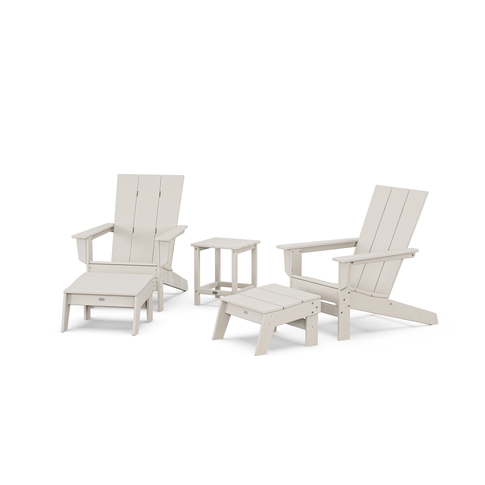 5-Piece Modern Studio Adirondack Set with Ottomans and Side Table