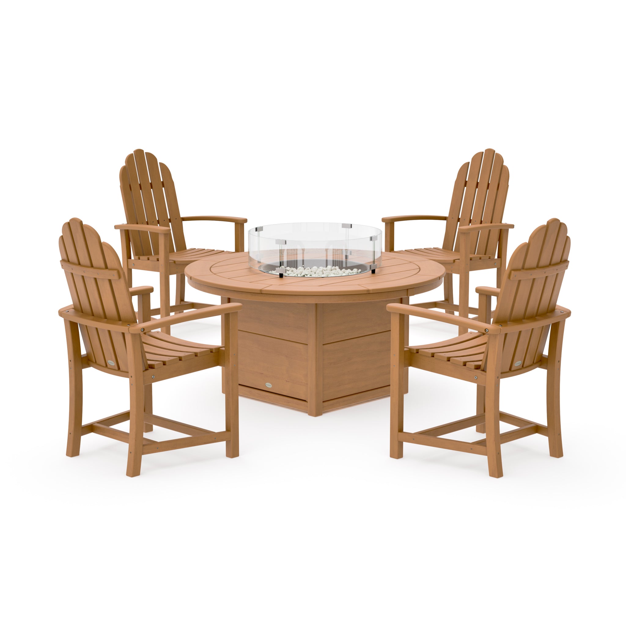 Classic 4-Piece Upright Adirondack Conversation Set with Fire Pit Table