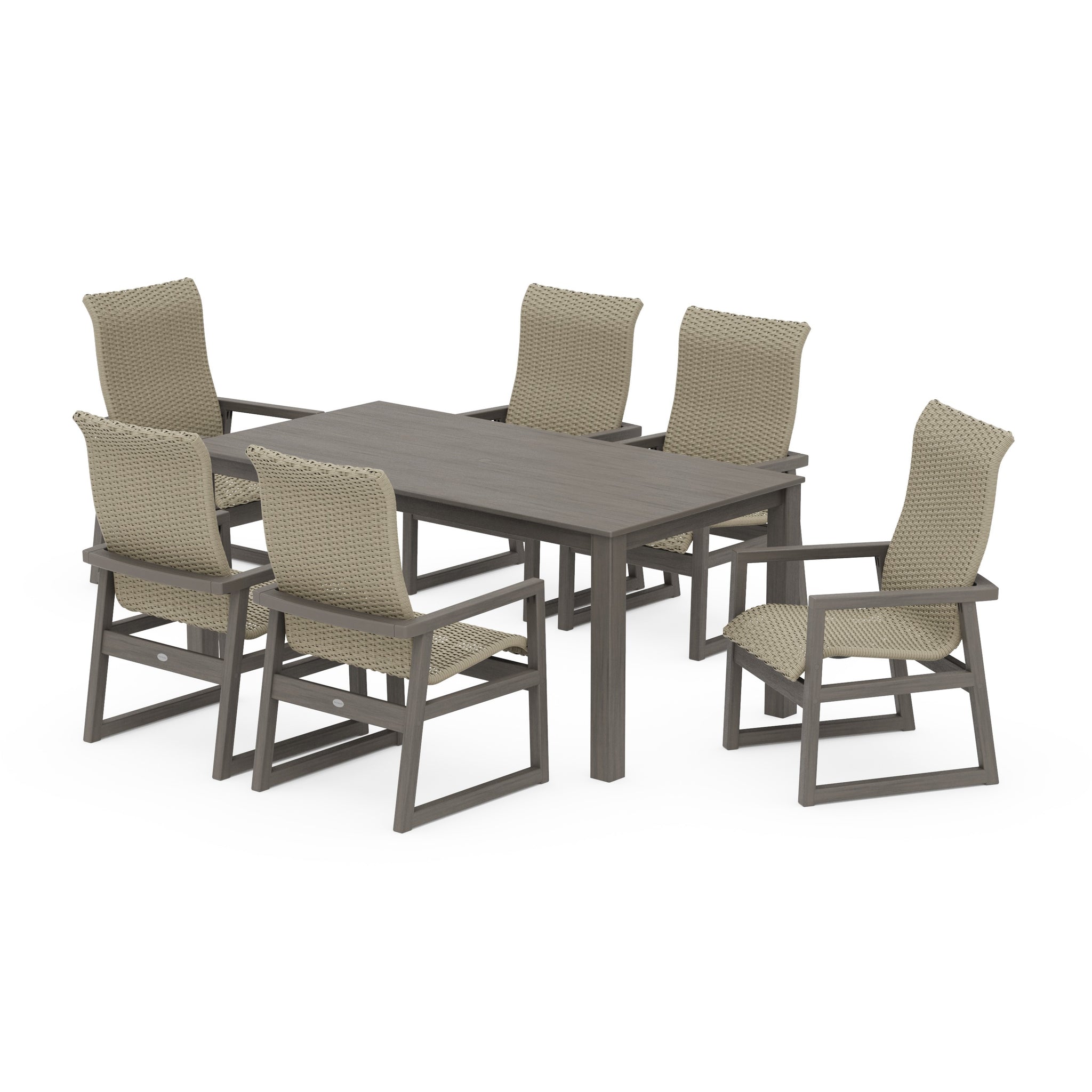 EDGE Woven Highback Arm Chair 7-Piece Parsons Dining Set