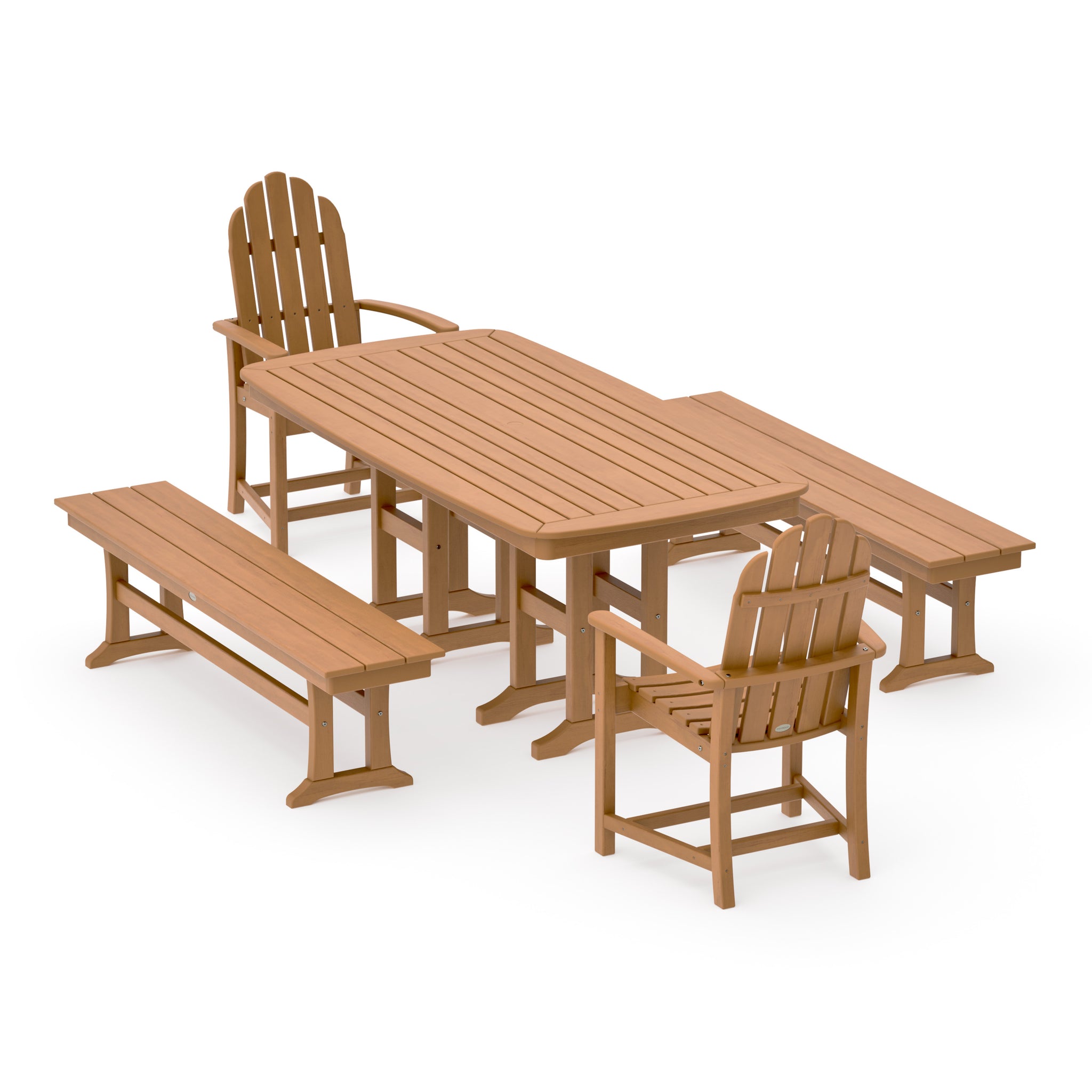 Classic Adirondack 5-Piece Dining Set with Benches