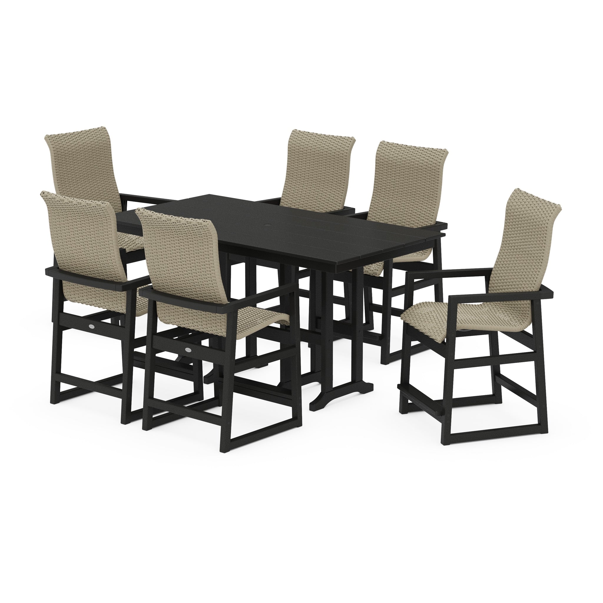 EDGE Woven Highback Arm Chair 7-Piece Farmhouse Counter Set