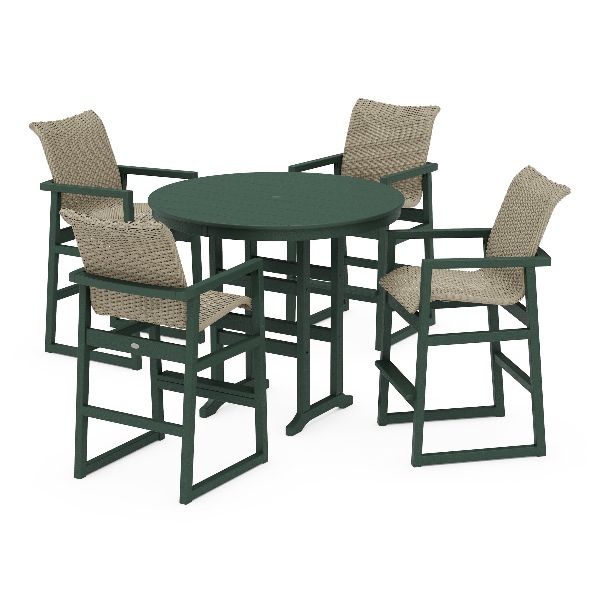 EDGE Woven 5-Piece Round Farmhouse Bar Set