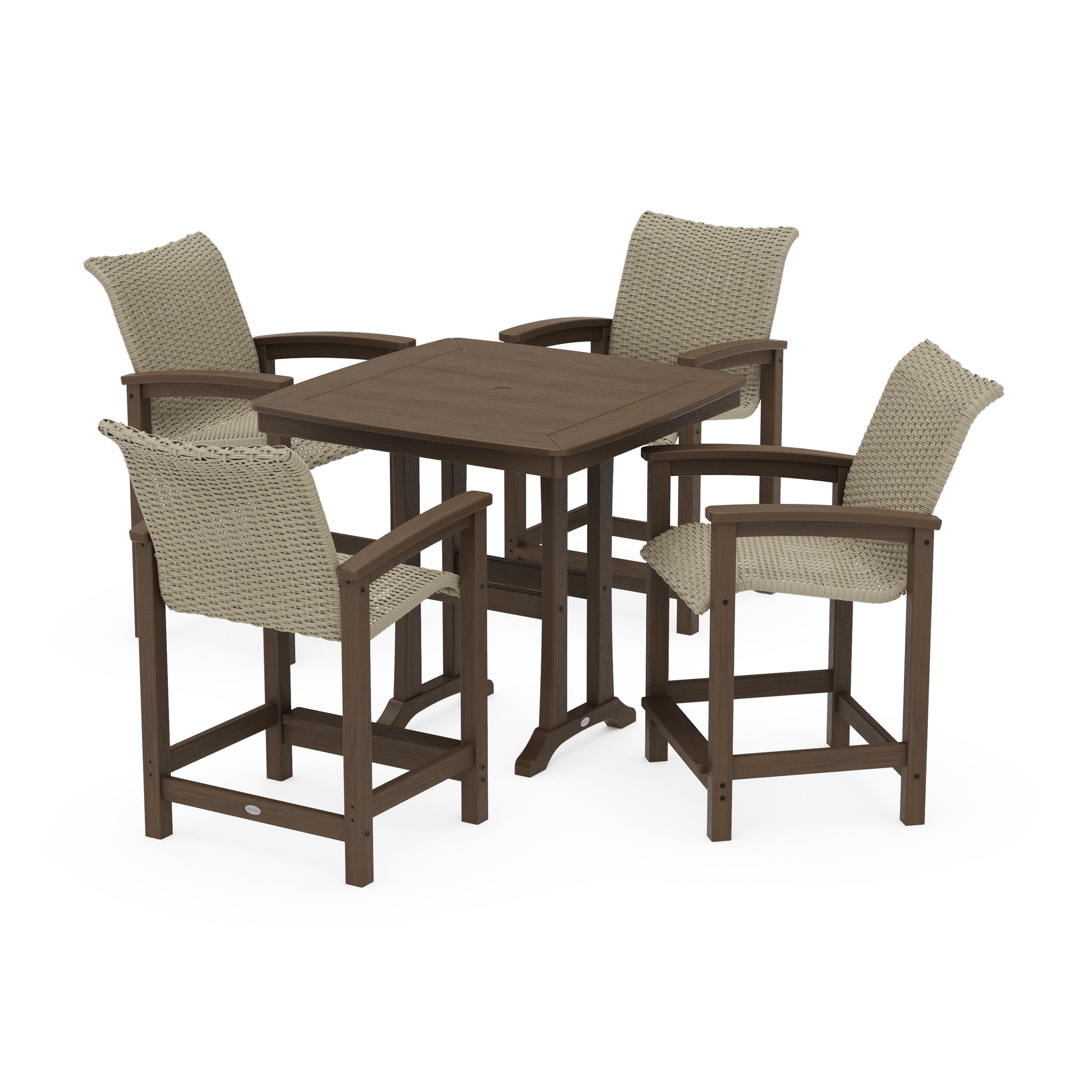 Coastal Woven 5-Piece Counter Set with Trestle Legs