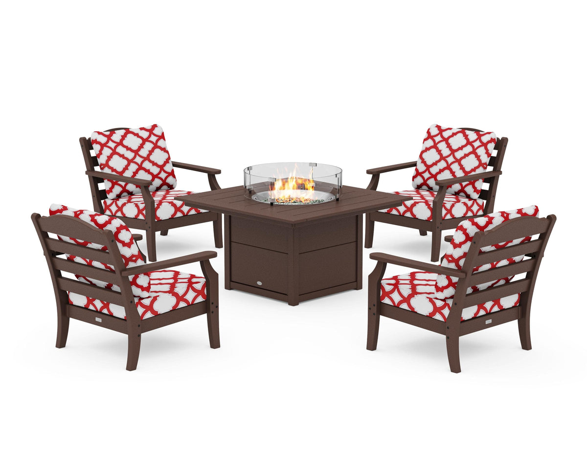 Savannah 5-Piece Deep Seating Set with Fire Pit Table
