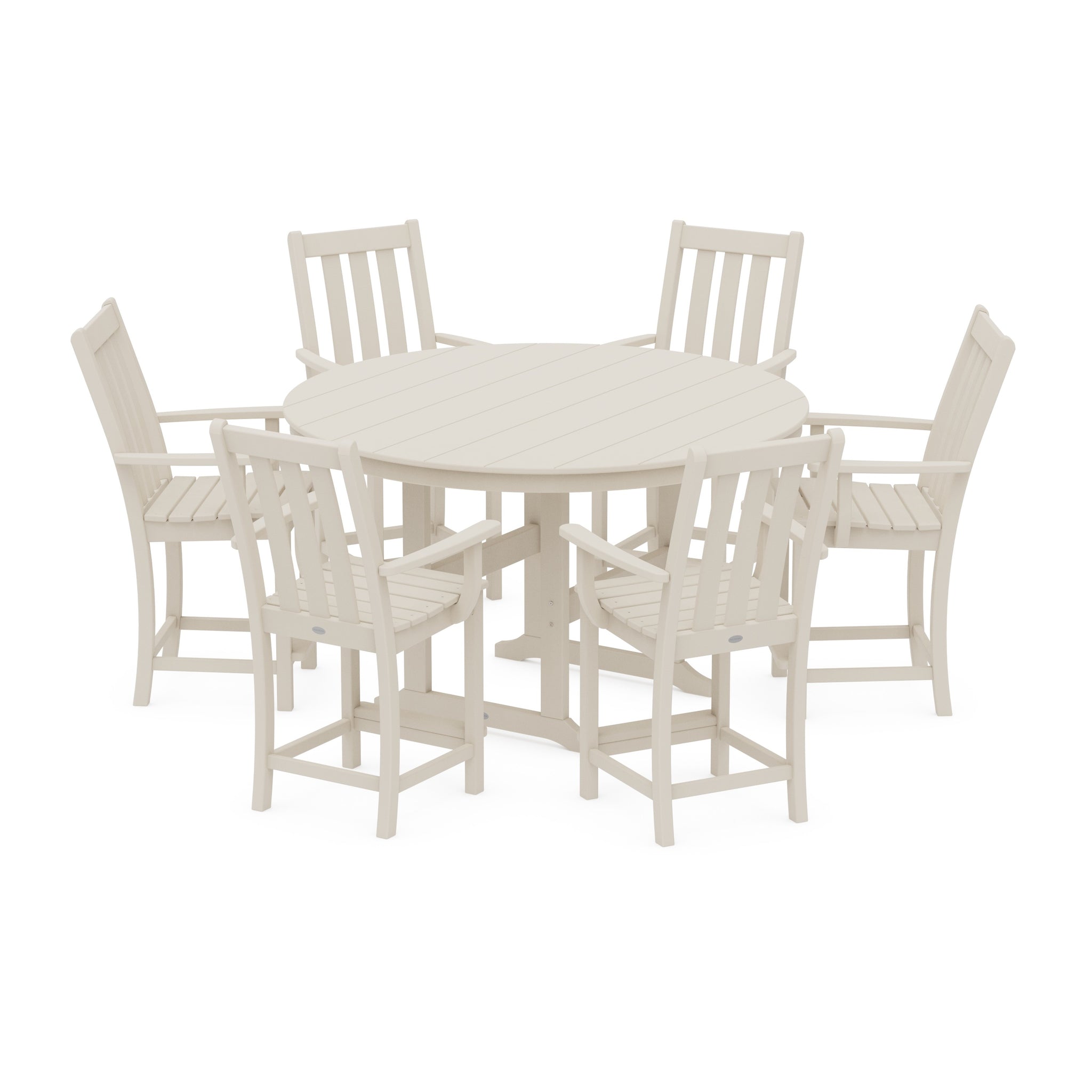 Vineyard 7-Piece Arm Chair Round Farmhouse Counter Set