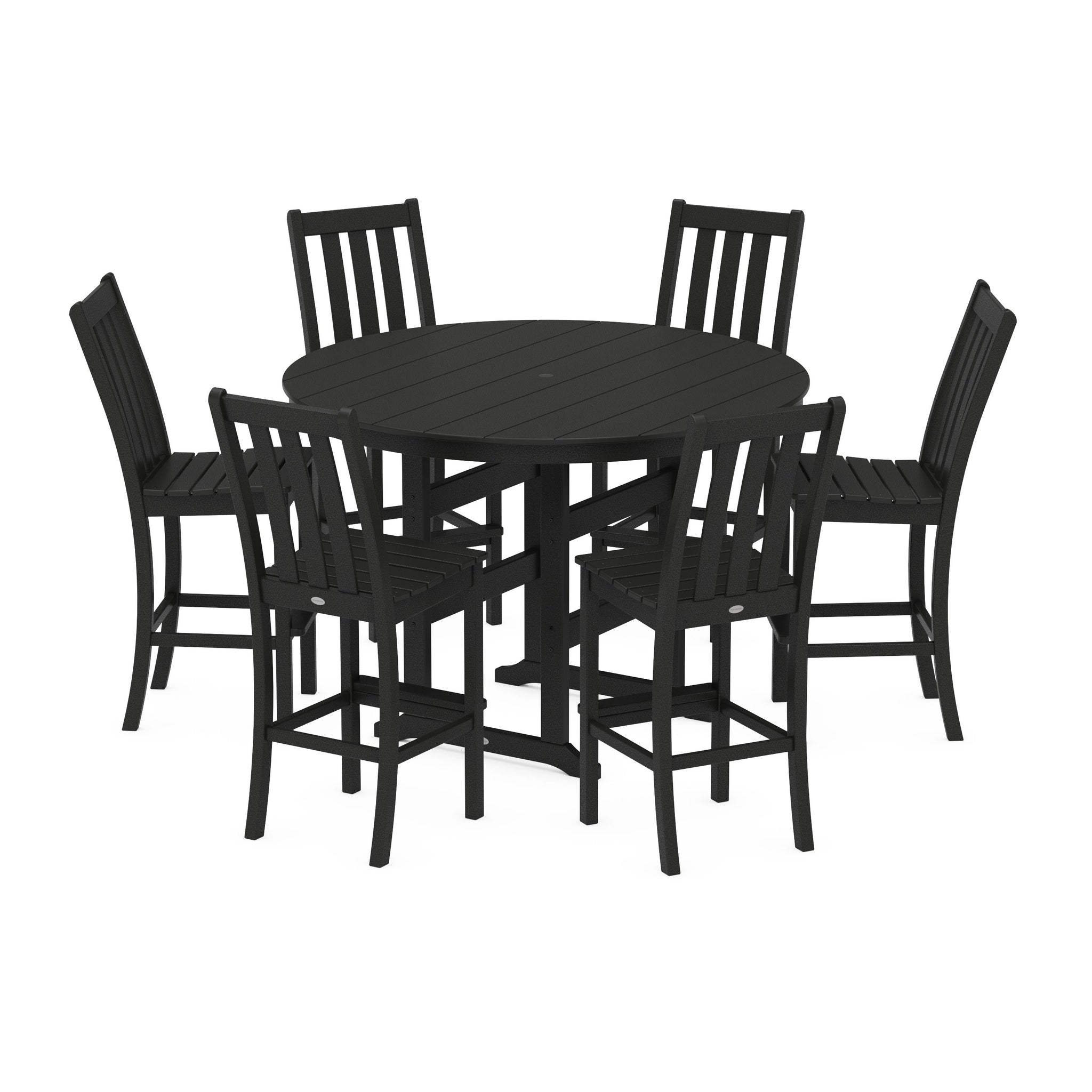 Vineyard 7-Piece Side Chair Round Farmhouse Bar Set