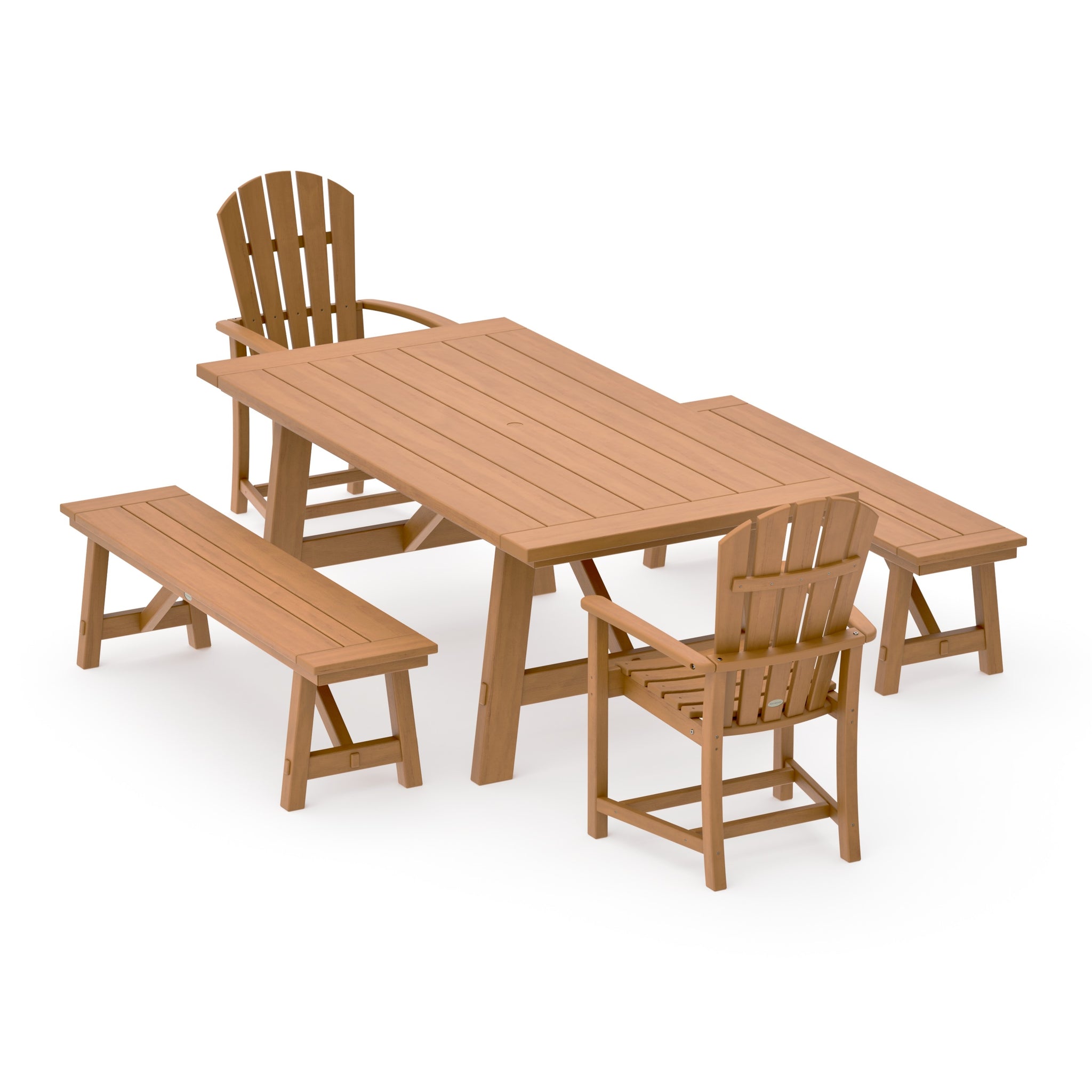Palm Coast 5-Piece Rustic Farmhouse Dining Set With Benches