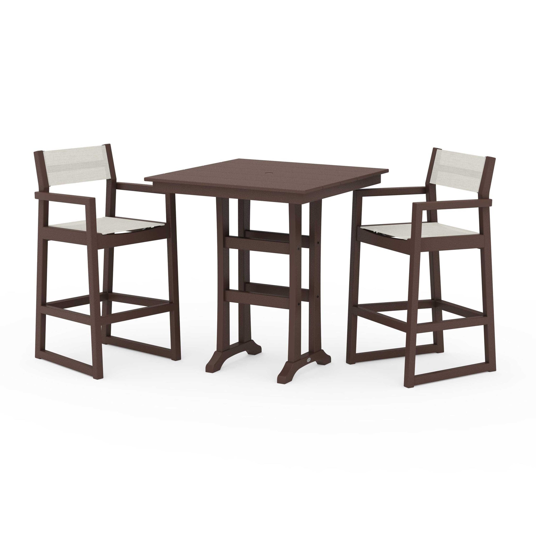 EDGE Sling Arm Chair 3-Piece Farmhouse Bar Set with Trestle Legs