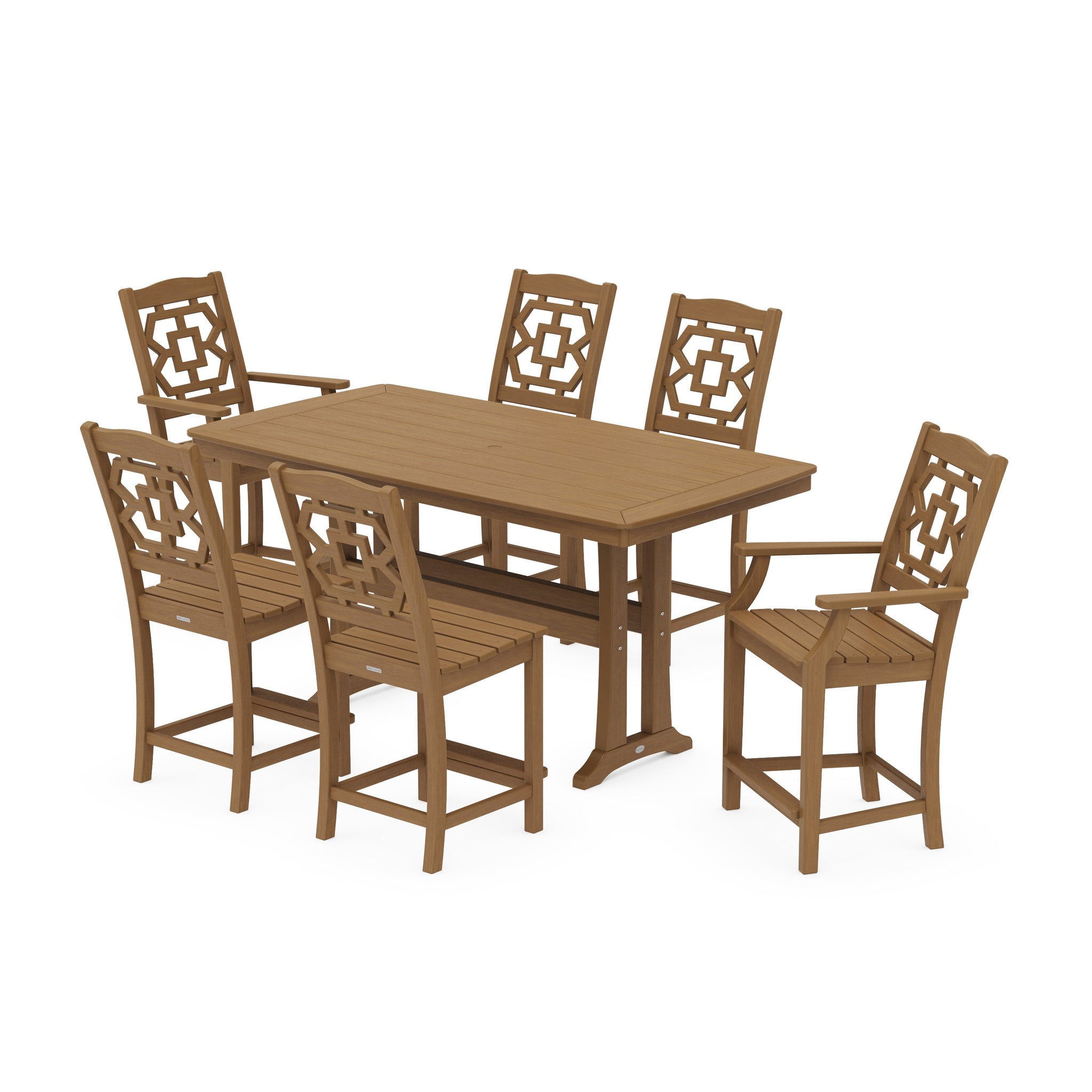 Chinoiserie 7-Piece Counter Set with Trestle Legs