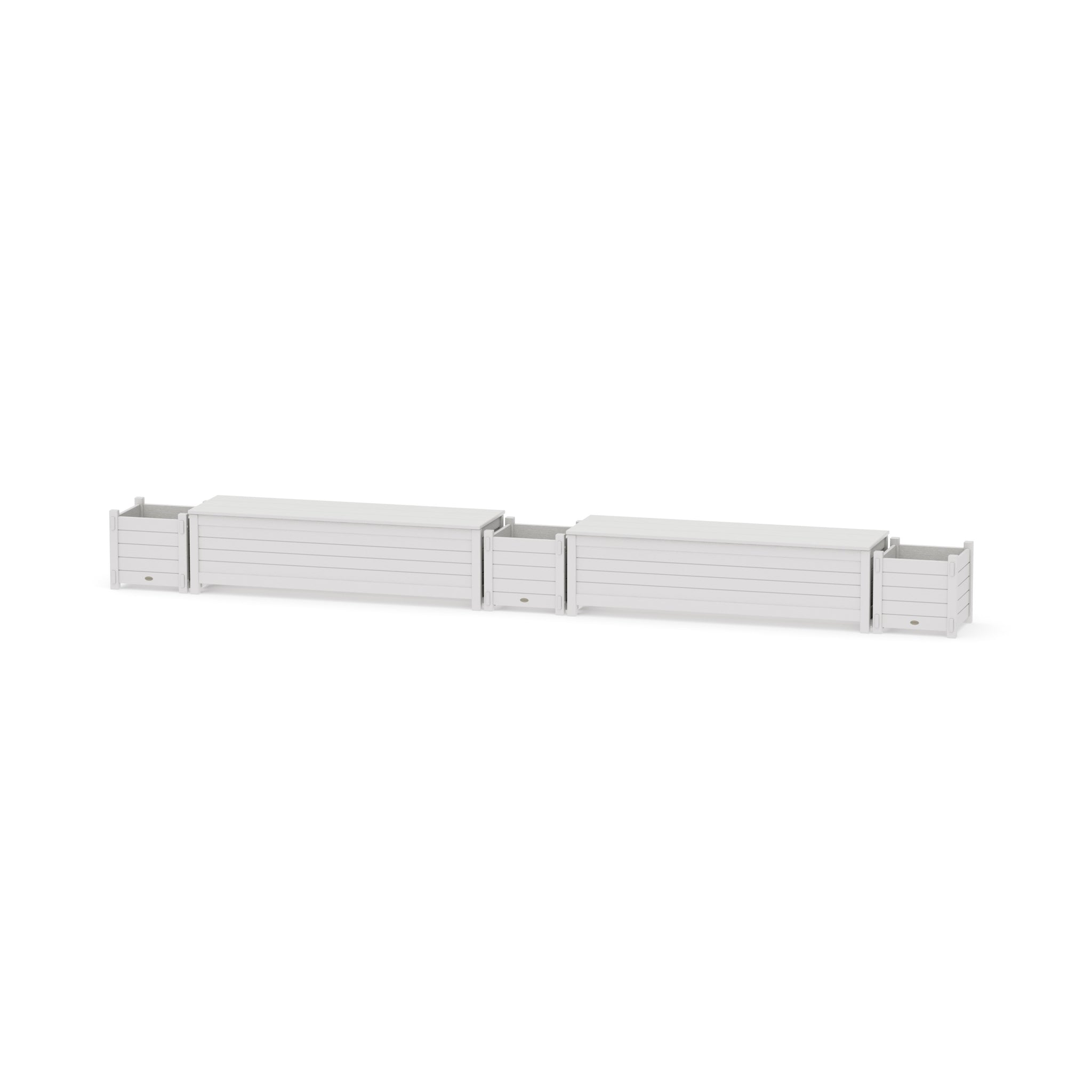 60" Nautical Straight Double Planter Storage Bench Set
