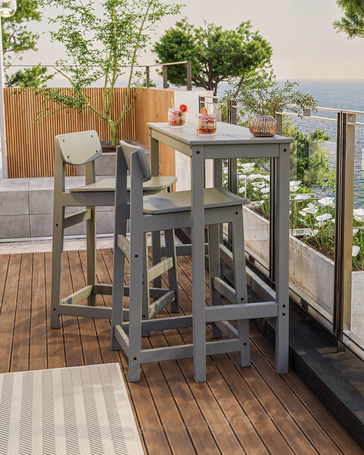 Modern Studio Urban Lowback Bar Chair 3-Piece Balcony Set