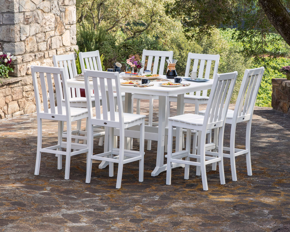 Vineyard 9-Piece Nautical Trestle Bar Set