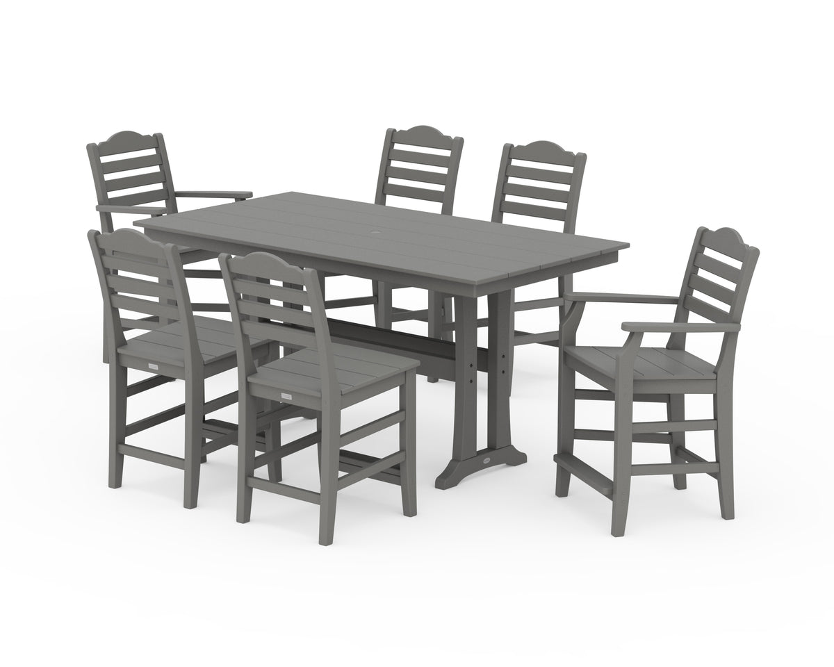 Savannah 7-Piece Farmhouse Counter Set with Trestle Legs