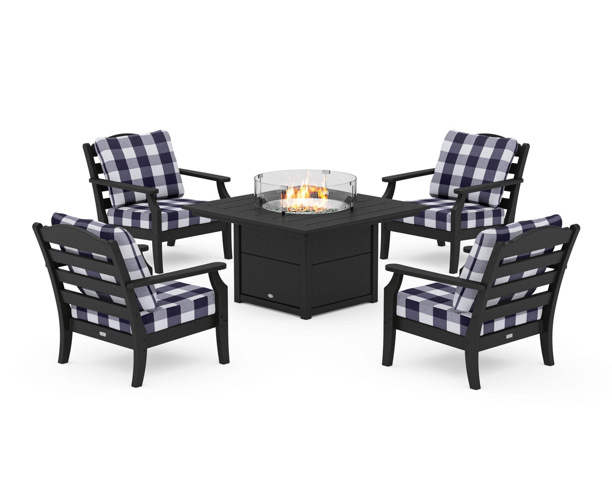 Savannah 5-Piece Deep Seating Set with Fire Pit Table