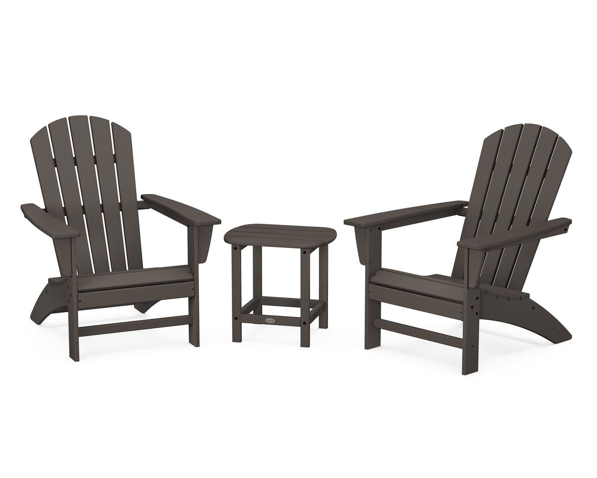 Nautical 3-Piece Adirondack Set with South Beach 18" Side Table