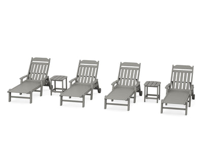 Cottage 6-Piece Chaise Set with Arms and Wheels